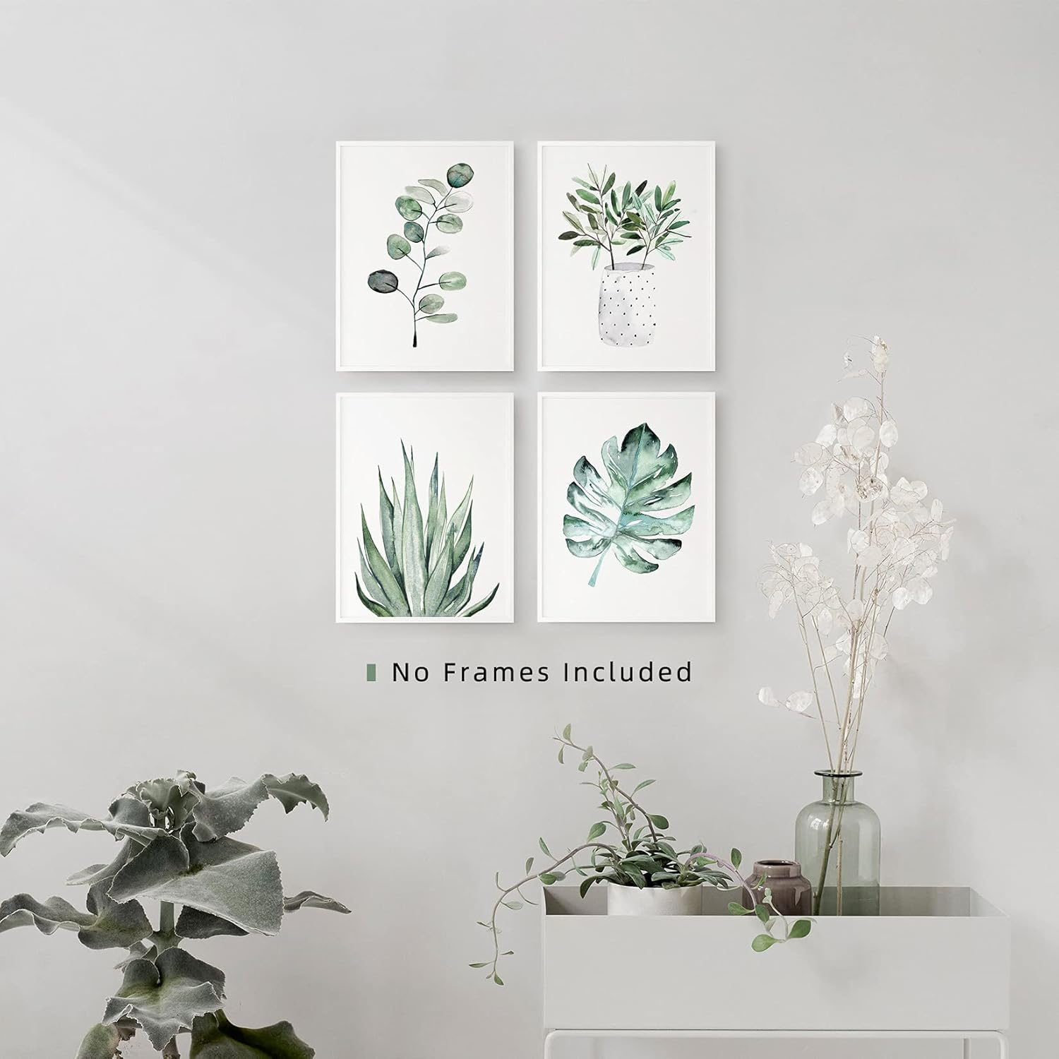 ARTZONE Botanical Posters Plant Prints Canvas Paintings Wall Art for Living Room Decor for Bedroom Aesthetic Boho Wall Decor Minimalist Wall Art Plants Leaf (Set of 4Pcs)-Unframed-8"X10" (Option 2) image number 2