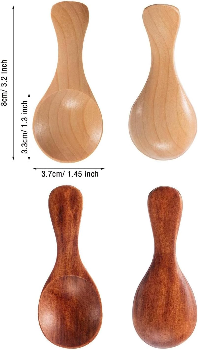 10 Pieces Small Wooden Spoons, Mini Condiments Sugar Seasoning Salt Honey Teaspoon Coffee Tea Mustard Ice Cream Wood Spoons (Brown) image number 5