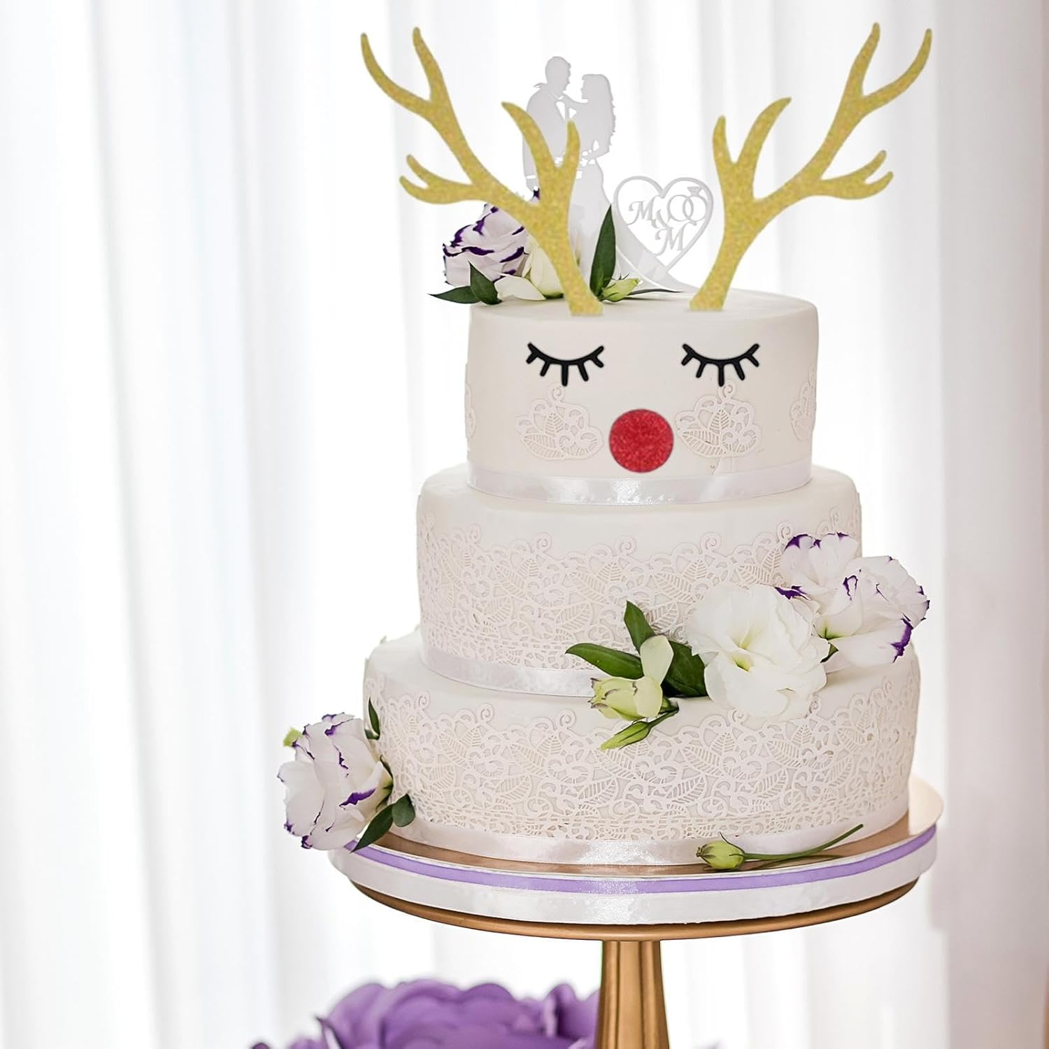Deer Antler Cake Topper, Cake Decoration Cake Topper Deer Antler Decor, Safe Cake Decorating Supplies Festive for Wedding Birthday image number 1