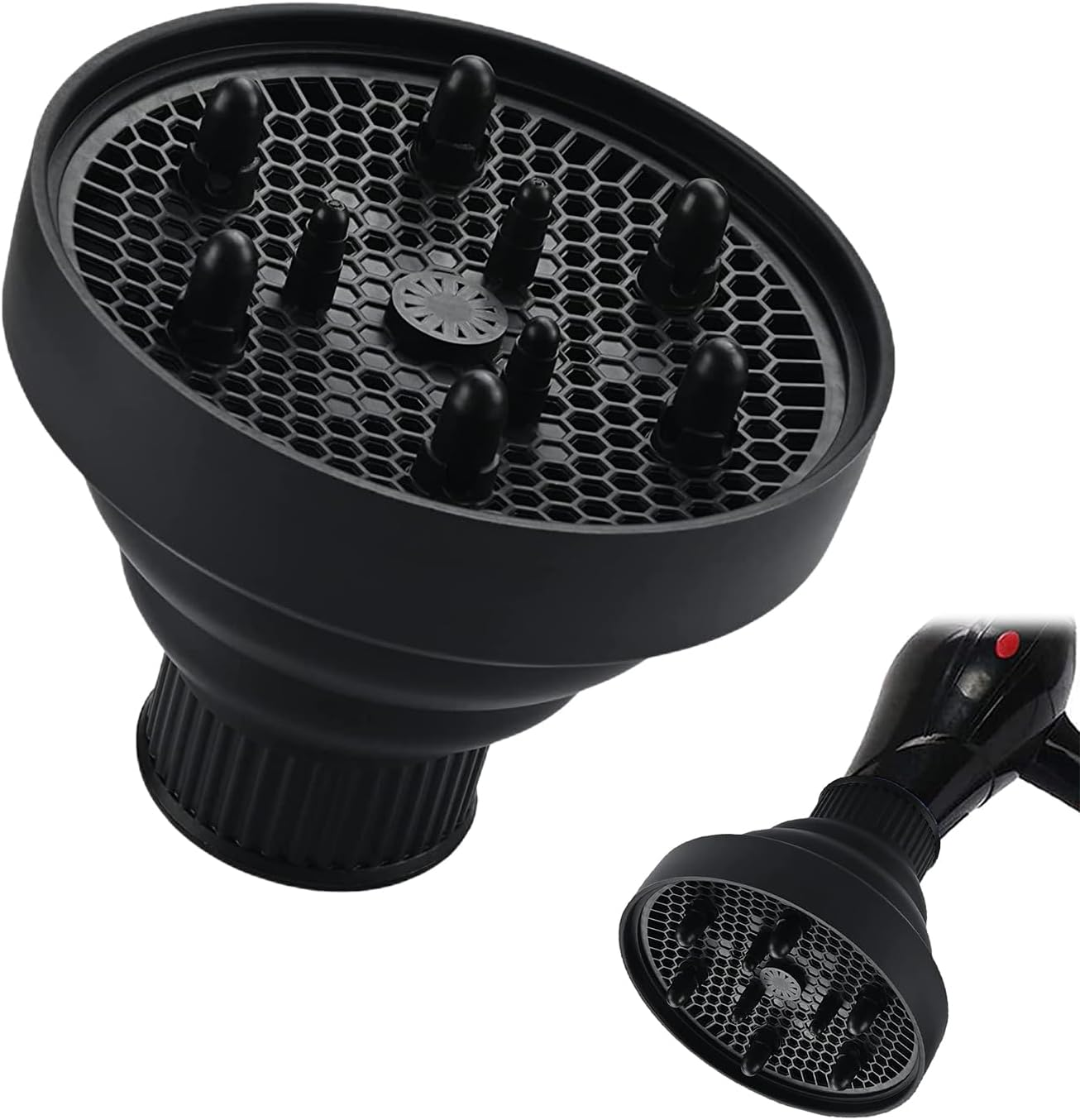 Hair Diffuser, Diffuser Hair Dryer, Diffuser Hair Dryer Attachment, Hot Air Diffuser for Curly Hair, Foldable Hair Dryer Diffuser Attachment, with Silicone Adapter, for Curly or Wavy Hair Styling, image number 4