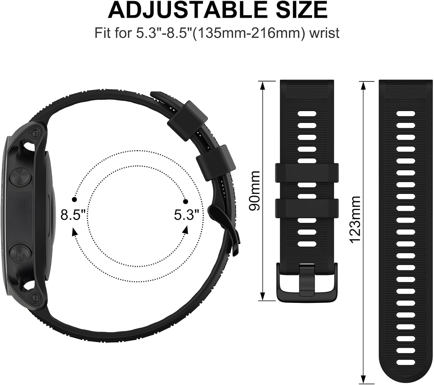 Leonids Bands for Garmin Forerunner 945 Band/Forerunner 935 Bands without Pins, Soft Silicone Sport Band for Garmin Fenix 6 GPS/6 Pro GPS Sapphire, Fenix 5/5 Plus, Approach S60 for Men (Not for Forerunner 945 Music) - Gray image number 5