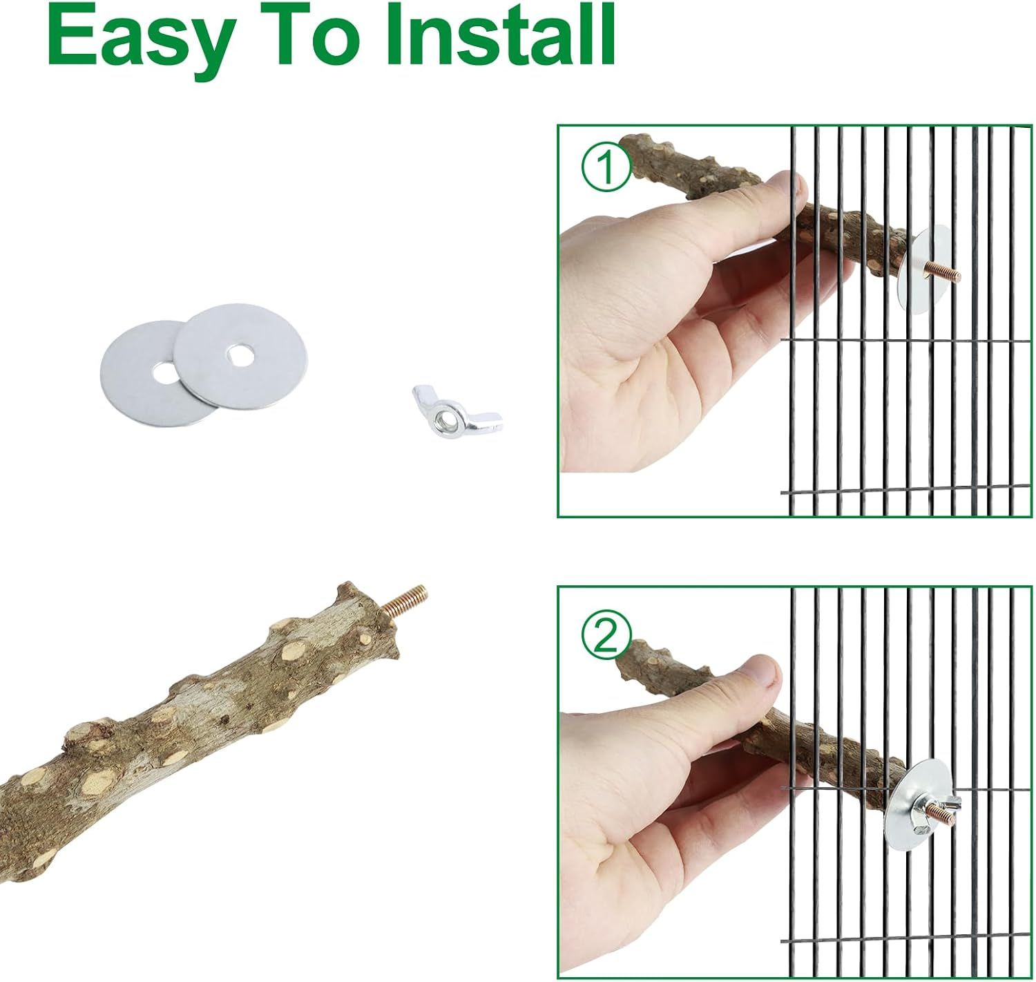 6 Pcs Natural Wood Bird Perch, Enduring Parrot Perch, Environment Friendly Bird Perch, Stand Safe Reliable Bird Perch, Non Toxic Parrot Perch Easy to Install Bird Perch Stand for Parakeet Cockatiels image number 2