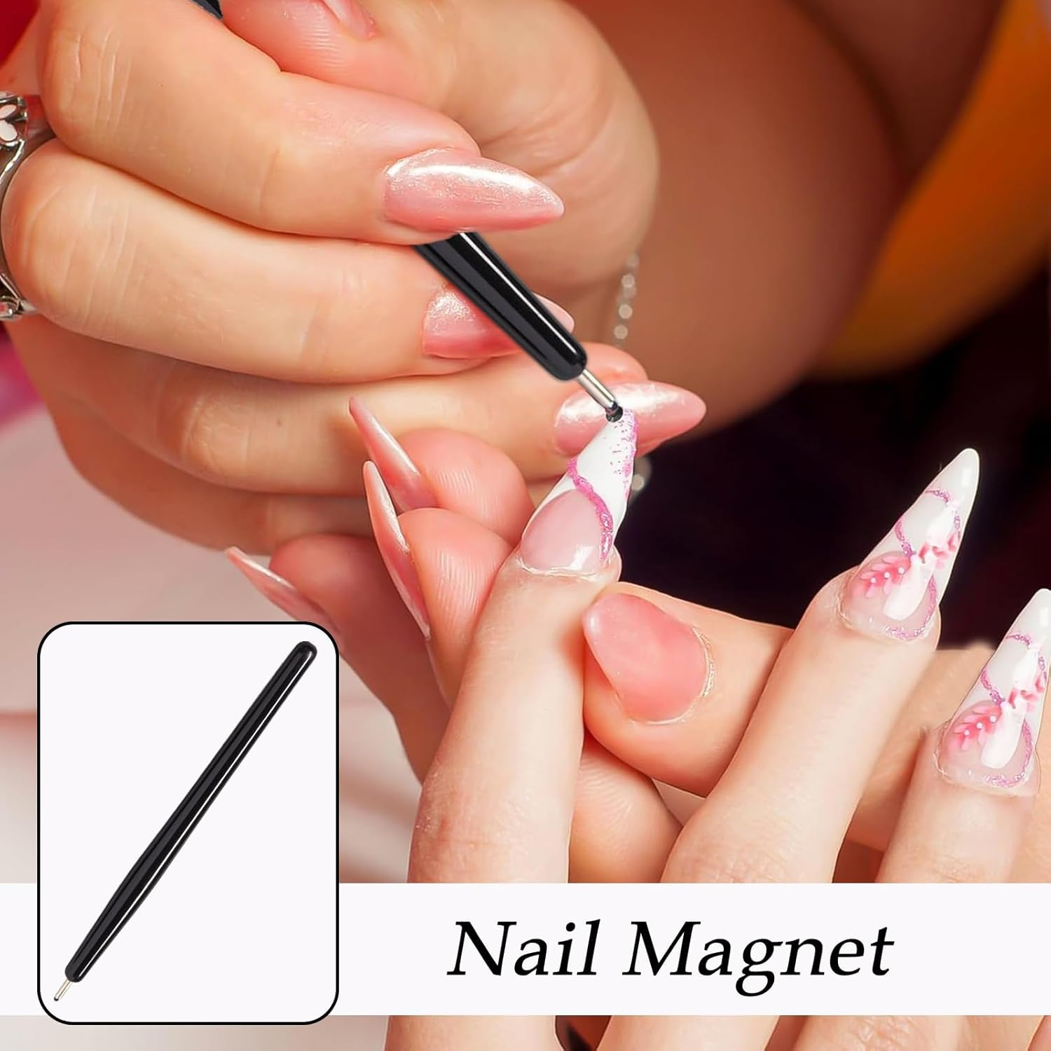 Rhinestone Pen, Magnetic Rhinestone Applicator Picker Tool, Nail Dotting Tool, Pickup Professional Strong Magnet Pen for Travel Art Girl Salon Home (Black) - Black image number 6