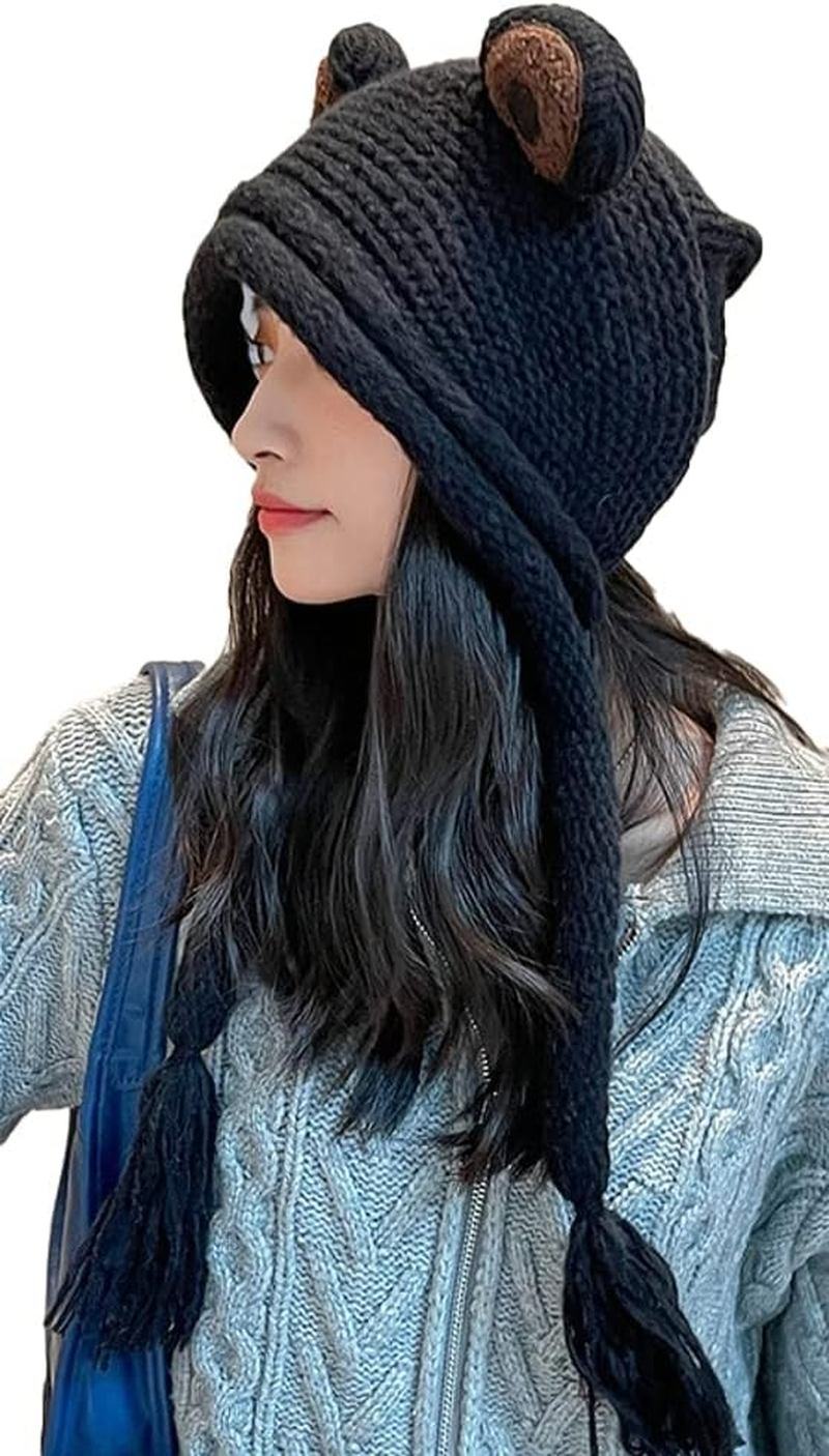 Women Cute Animal Beanies Hat Winter Stretch Cable Knit Soft Warm Hats for Students Girls
