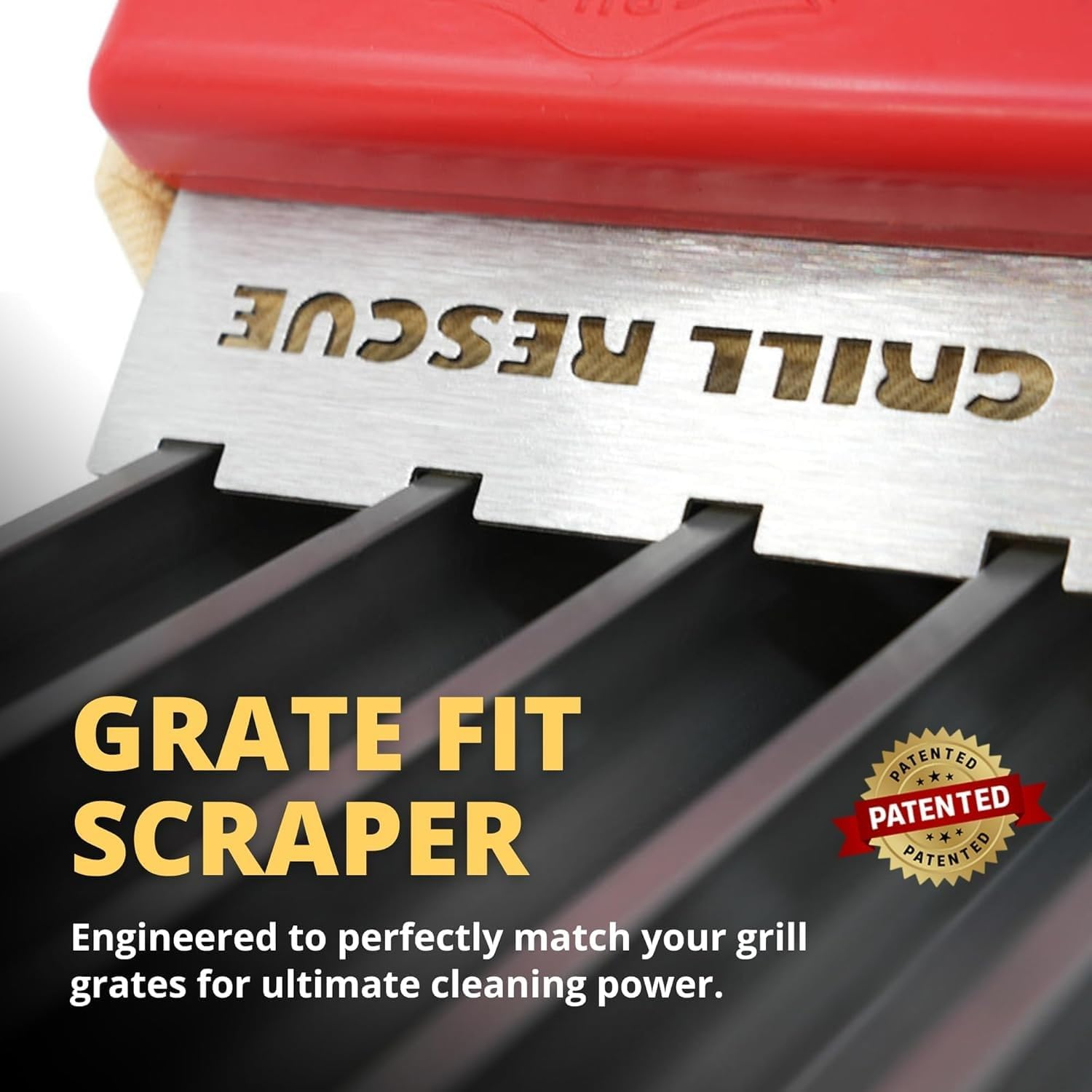 Grill Rescue BBQ Replaceable Scraper Cleaning Head, Bristle Free - Durable and Unique Scraper Tools for Cast Iron or Stainless-Steel Grates, Barbecue Cleaner (Replaceable Grill Grate Scraper Head) image number 1