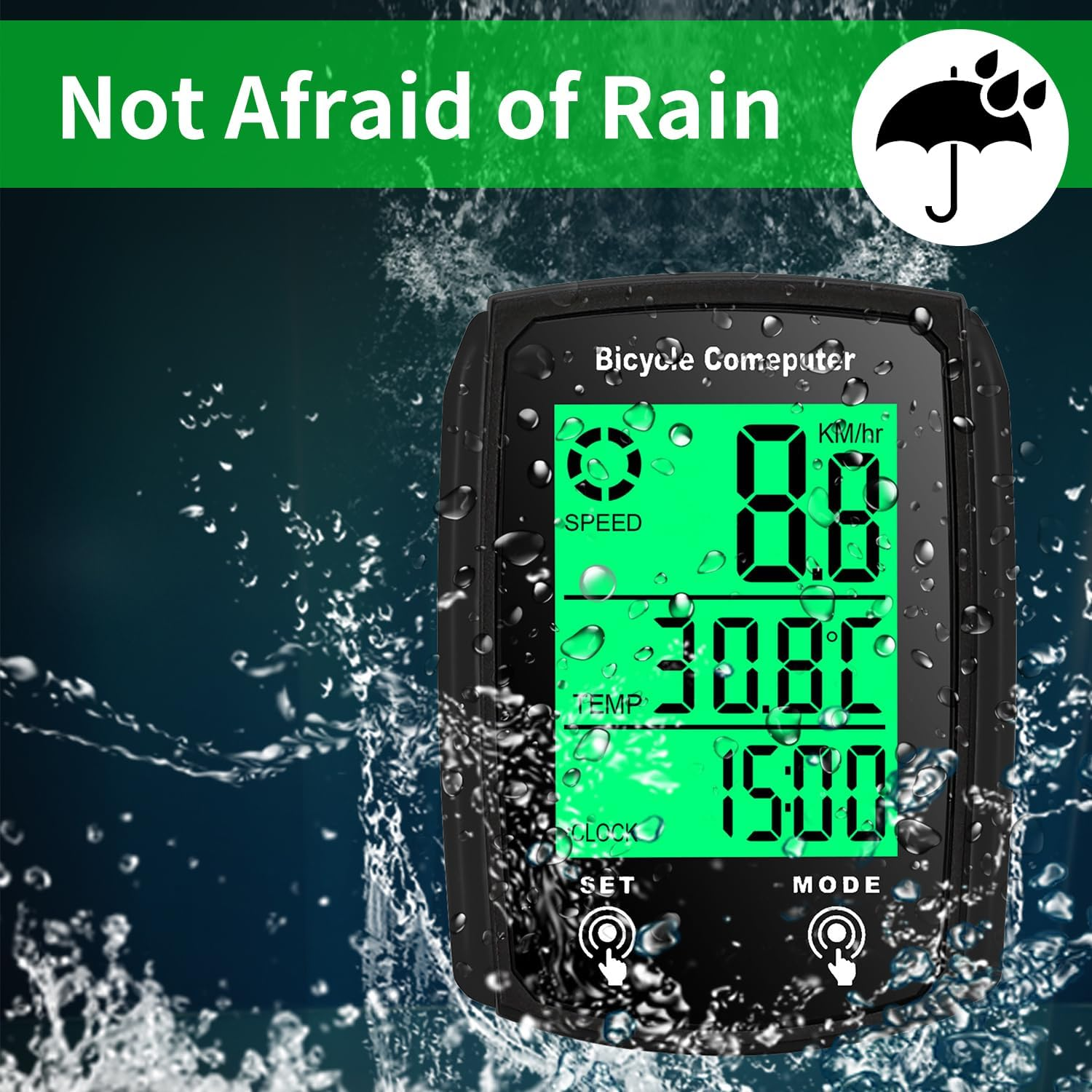 SULIVES Bike Computer - 19 Functions IP54 Waterproof - GPS Speedometer, Backlit Touch Screen - Cycling Computers - Universal Cycle Computer for Bikes image number 2