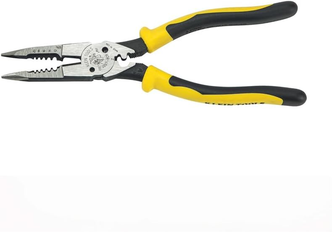 Klein Tools Needle Nose Pliers with Crimper, All Purpose Plier Crimps, Strips, Cuts, Loops, and Shears J207-8CR image number 1