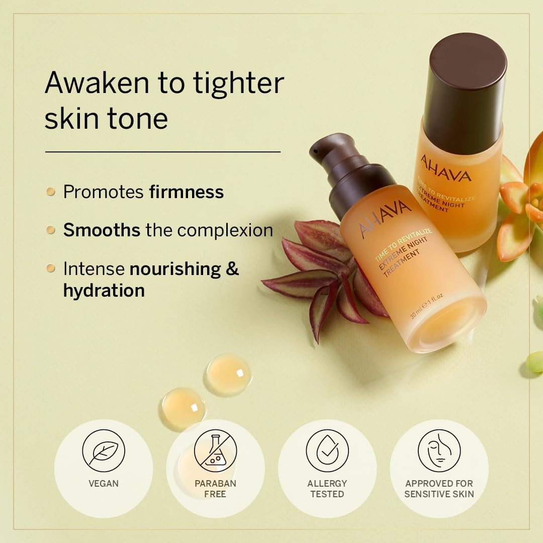 AHAVA Extreme Night Treatment - Exclusive Moisturizer, Neck & Chest Cream, Smoothes Skin & Reduces Wrinkles, Enriched with Patented Extreme Complex, Dead Sea Osmoter, Peptides & Resveratrol 1 Fl.Oz image number 1