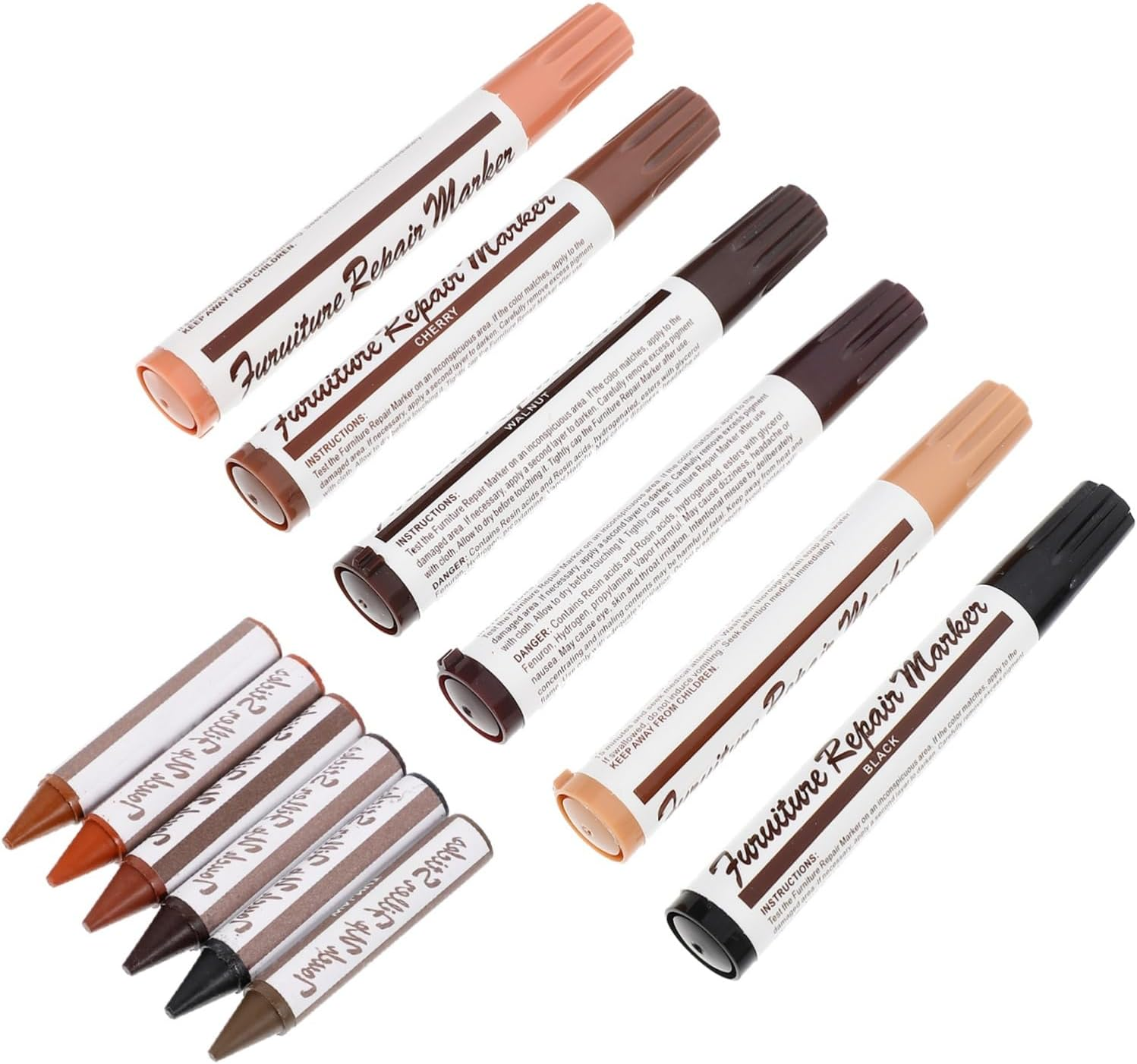 Furniture Touch-Up Pen and Repair Kit 12Pcs Set Wood Furniture Scratch Marker Touch up Marker for Floor Doors and in Home Use image number 6