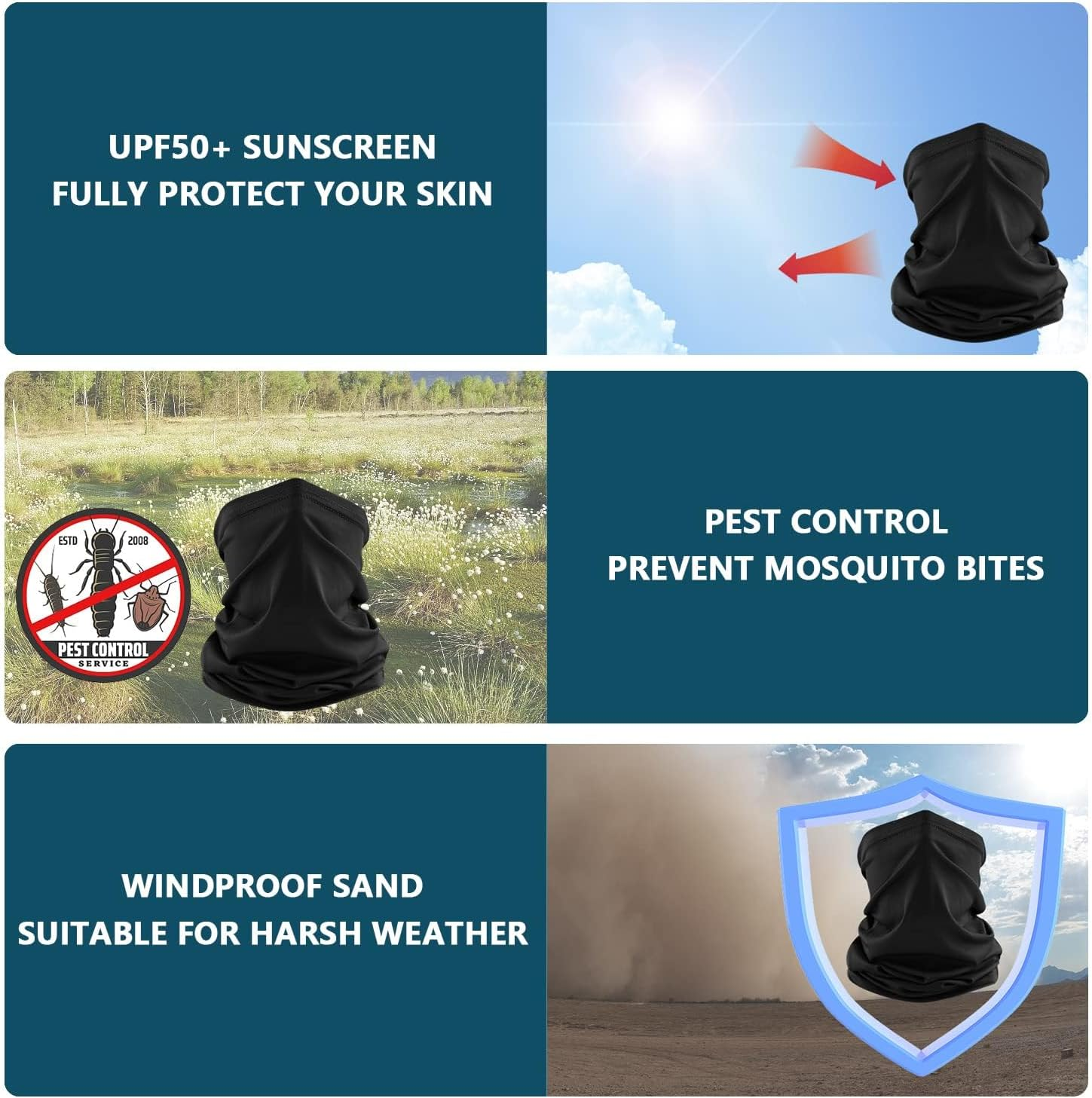 6Pcs Neck Gaiter Balaclava Gator Face Mask, UV Face Shield,Breathable Face Bandanas Neck Cover for Men Women