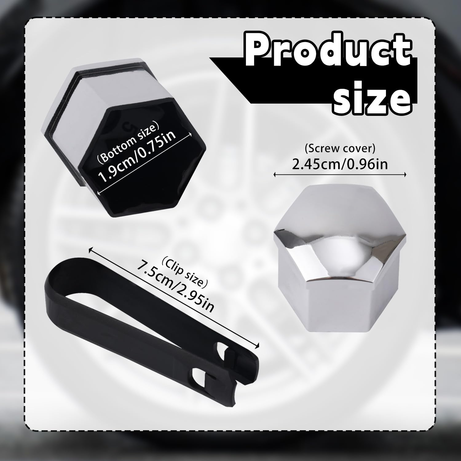 BOXOB 20Pcs Car Wheel Lug Nut Covers, 19Mm Hexagonal Nut Covers with Removal Tool Wheel Bolt Caps Automotive Exterior Accessories for Most Car (Silver) image number 2
