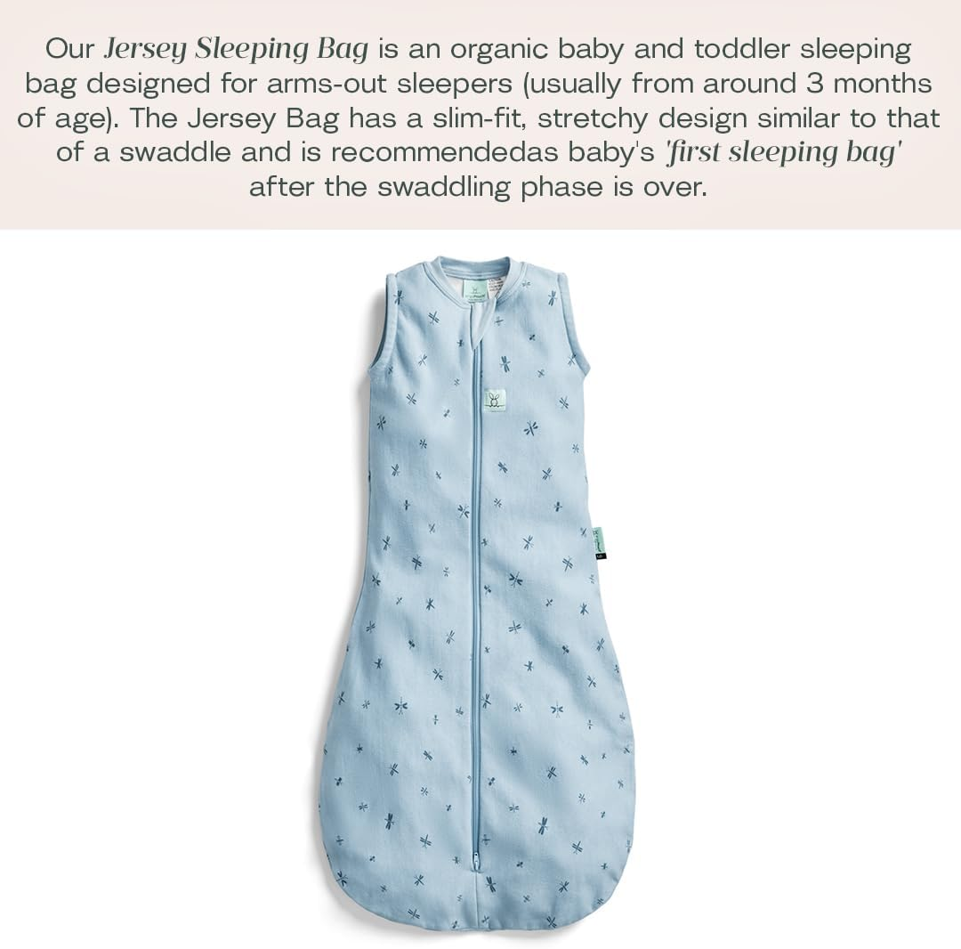 Ergopouch 2.5 TOG Sleeping Bag &ndash; Sleeveless &ndash; 3&ndash;12 Months &ndash; Dragonflies Print &ndash; Organic Jersey Cotton &ndash; Ideal First Sleeping Bag for Arms-Out Sleepers &ndash; Safe & Comfortable Design image number 2