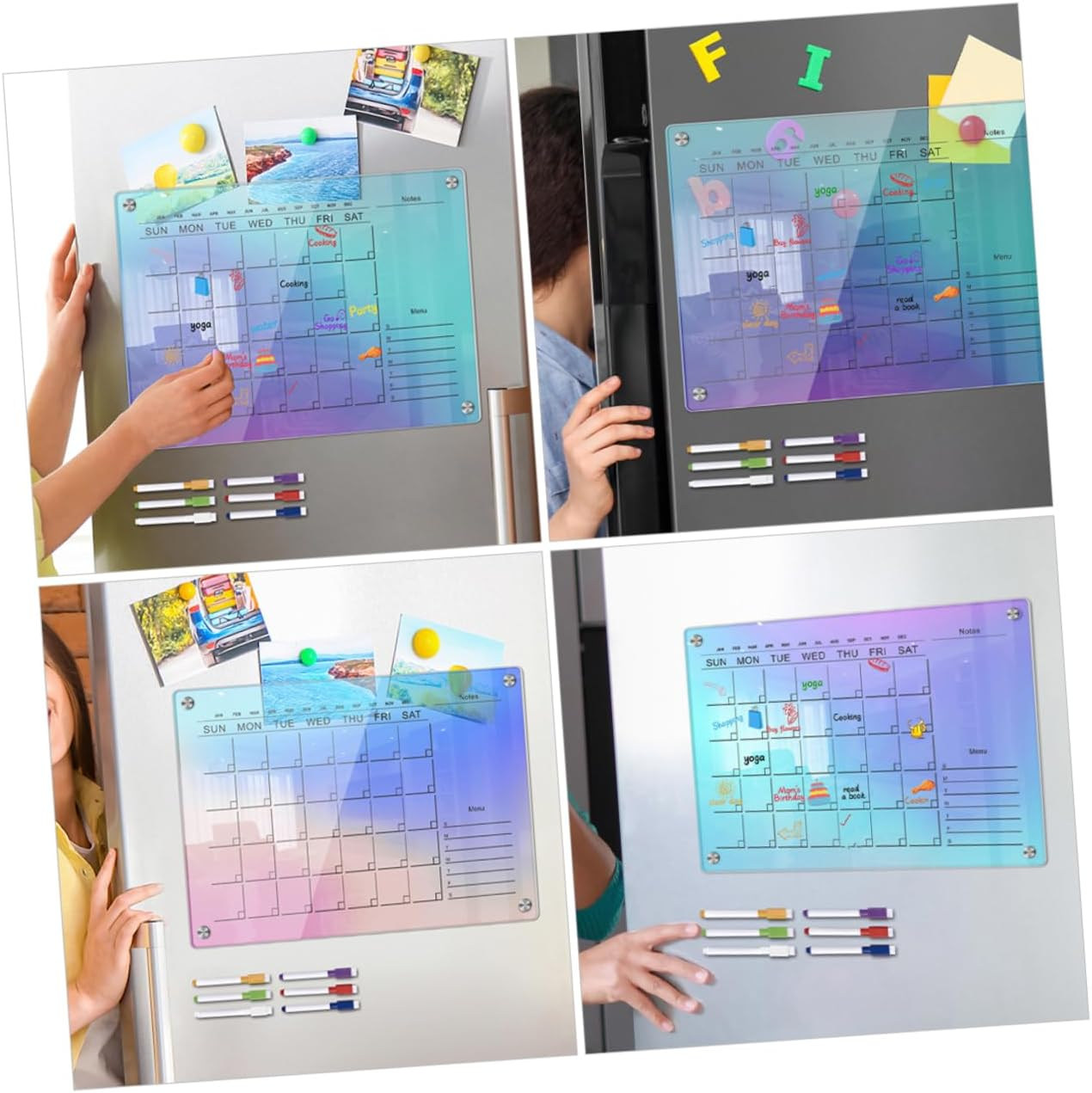 STOBOK Sturdy Acrylic Magnetic Fridge Calendar Dry Erase Board Wall Fridge Accessory