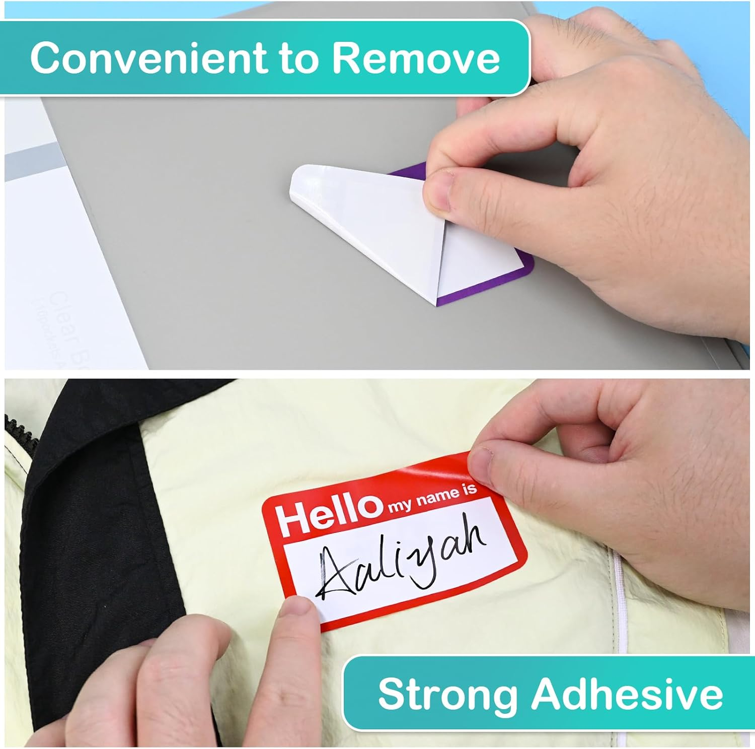 L LIKED Name Tag Stickers - 3.5" X 2.25" Hello My Name Is Labels for School Office Home (Hello - 200 Labels) image number 2