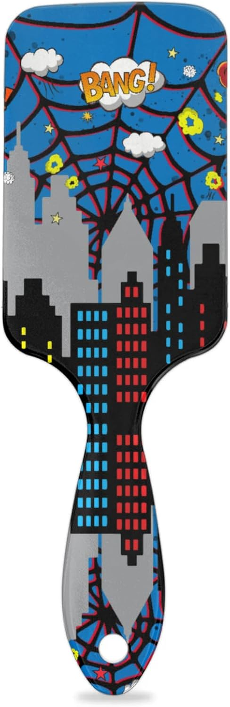 Kids Hair Brush for Boys Girls Toddler - Detangler Hairbrush for Wet Dry Thin Long Curly Hair Pain-Free Comb Glide through Tangles with Ease and Massage Scalp (Blue Web City Comics) image number 2