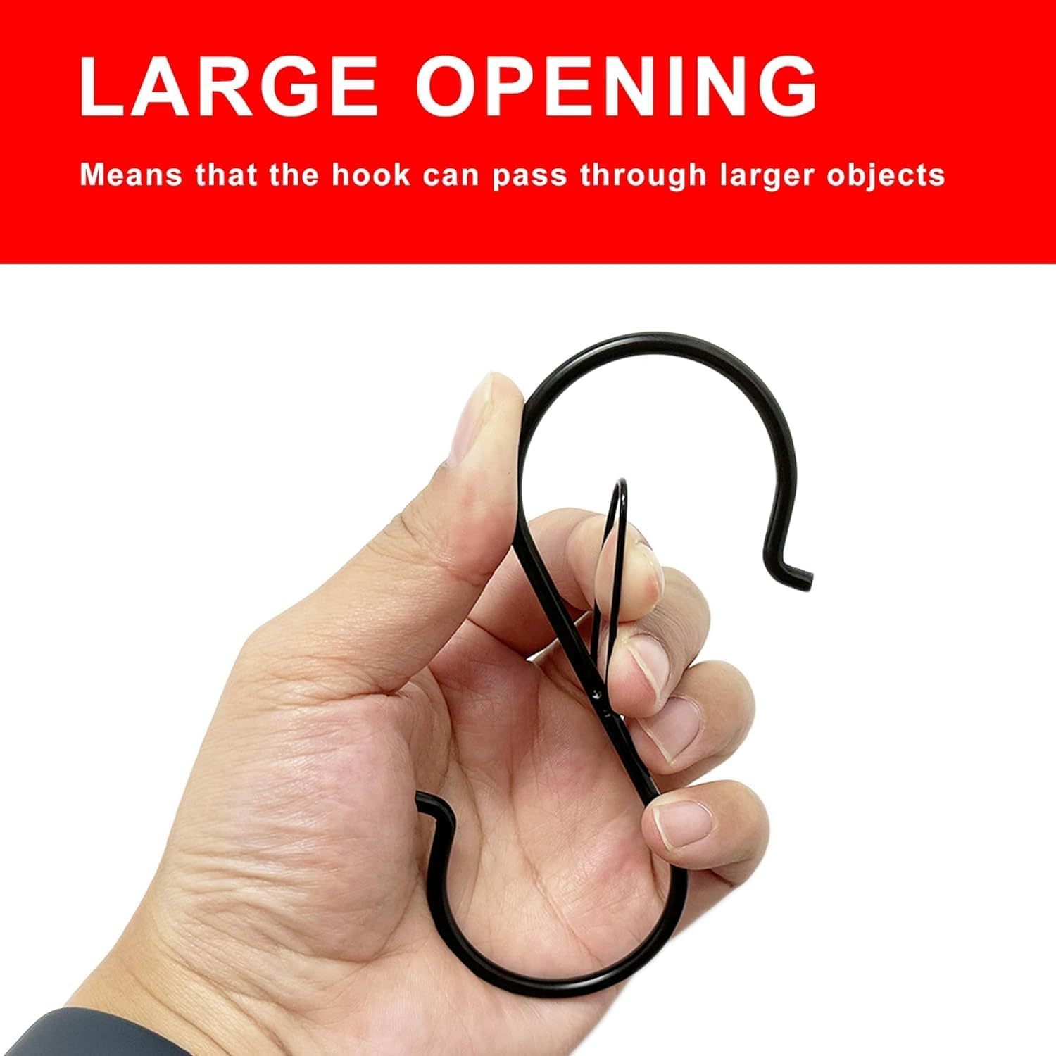 6 Pack 3.8 Inch S Hooks for Hanging, Heavy Duty S Hooks with Safety Buckle, S Shape Hooks for Hanging Kitchen Utensils, Pots and Pans, Cups, Plants, Clothes and Bags image number 2