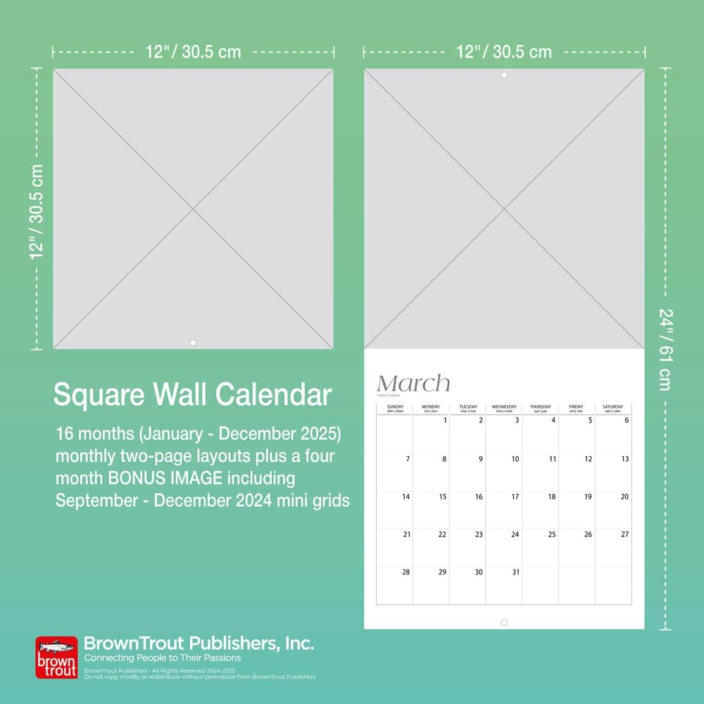 England | 2025 12 X 24 Inch Monthly Square Wall Calendar | Plastic-Free | Browntrout | UK United Kingdom Scenic image number 1