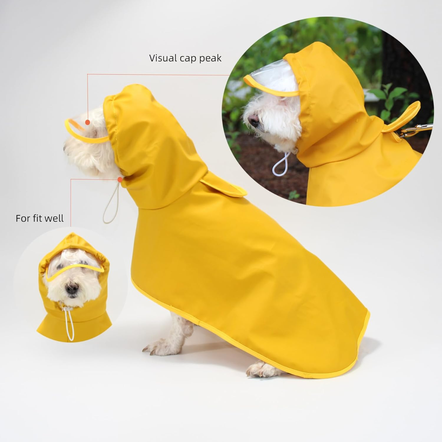 Reflective Dog Raincoat - Waterproof Adjustable Pet Jacket with Hood, Lightweight Dog Apparel for Small to Extra-Large Dogs, Yellow (XL) image number 4
