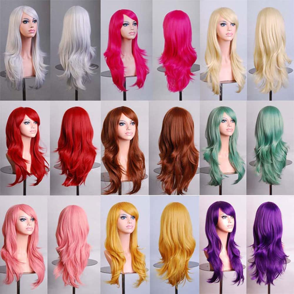 Lady Fashion 70Cm Full Curly Wigs Cosplay Costume Anime Party Hair Wavy Long Wig, 11 Colors to Choose (Yellow) image number 2