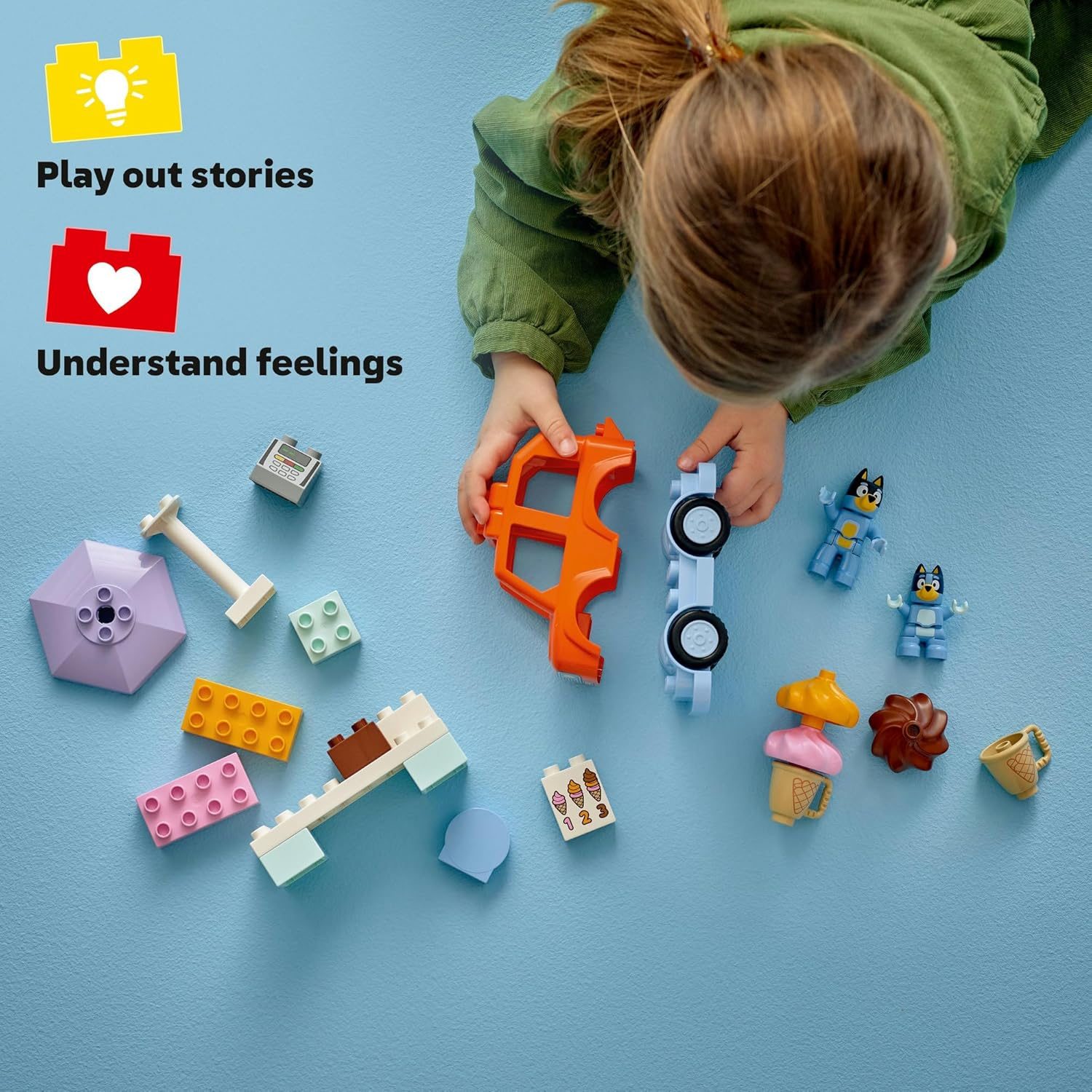 LEGO&reg; DUPLO&reg; Bluey Ice Cream Trip with Bluey 10458 Toddler Toy Includes a Drivable Car and 2 Figures, Vehicle Playset Sparks Imaginative Play and Family Fun, Toy for Preschoolers Aged 2 Plus image number 5