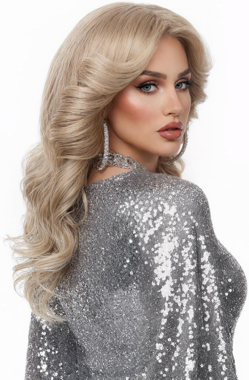 Stfantasy 1920S Wig for Women Mid Long Wave Blonde Hair Natural Wig Women Daily Costume Cosplay Party