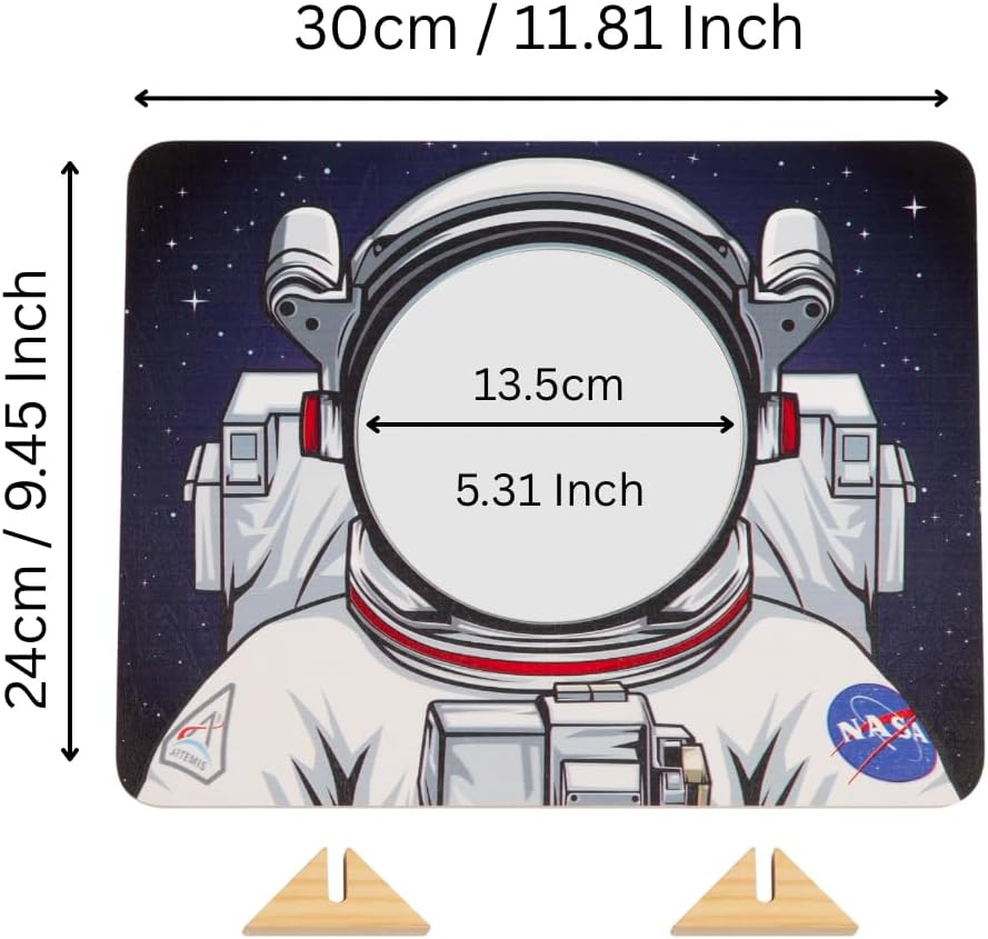 NASA Themed Astronaut Mirror for Kids &ndash; Space Toy & Room Decor with Shatterproof Mirror. STEM Play for Ages 1, 2, 3, 4, 5, 6, 7, 8, 9, 10. NASA & Artemis Logos. Imaginative Fun for Children.