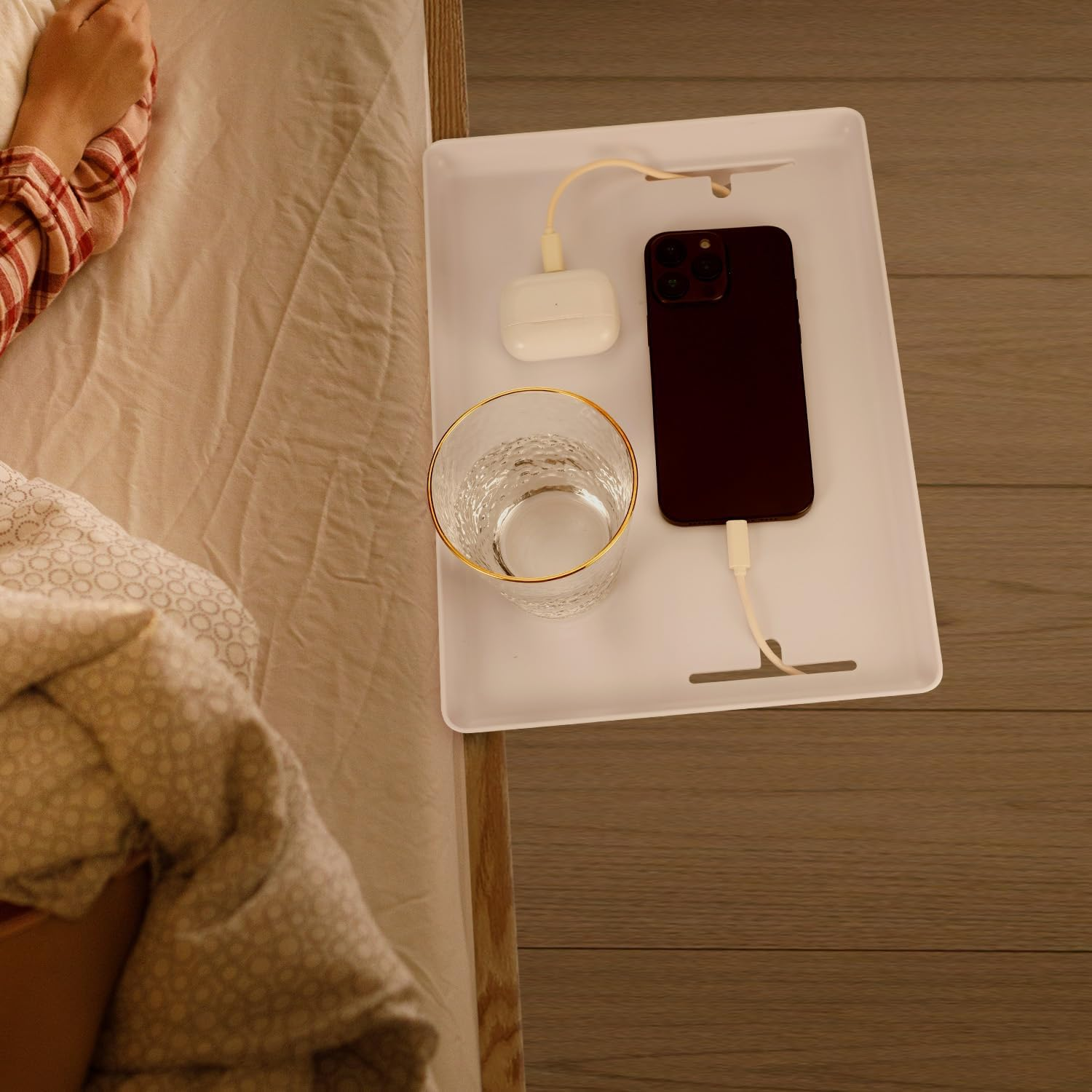 2PCS Removable Bedside Shelf, Bedside Tray for Bunk Beds, Bed Storage Organizer Shelf, Bedroom with Clip on Nightstand for Bedroom (Mounted on Bed Frame) (2, Black)