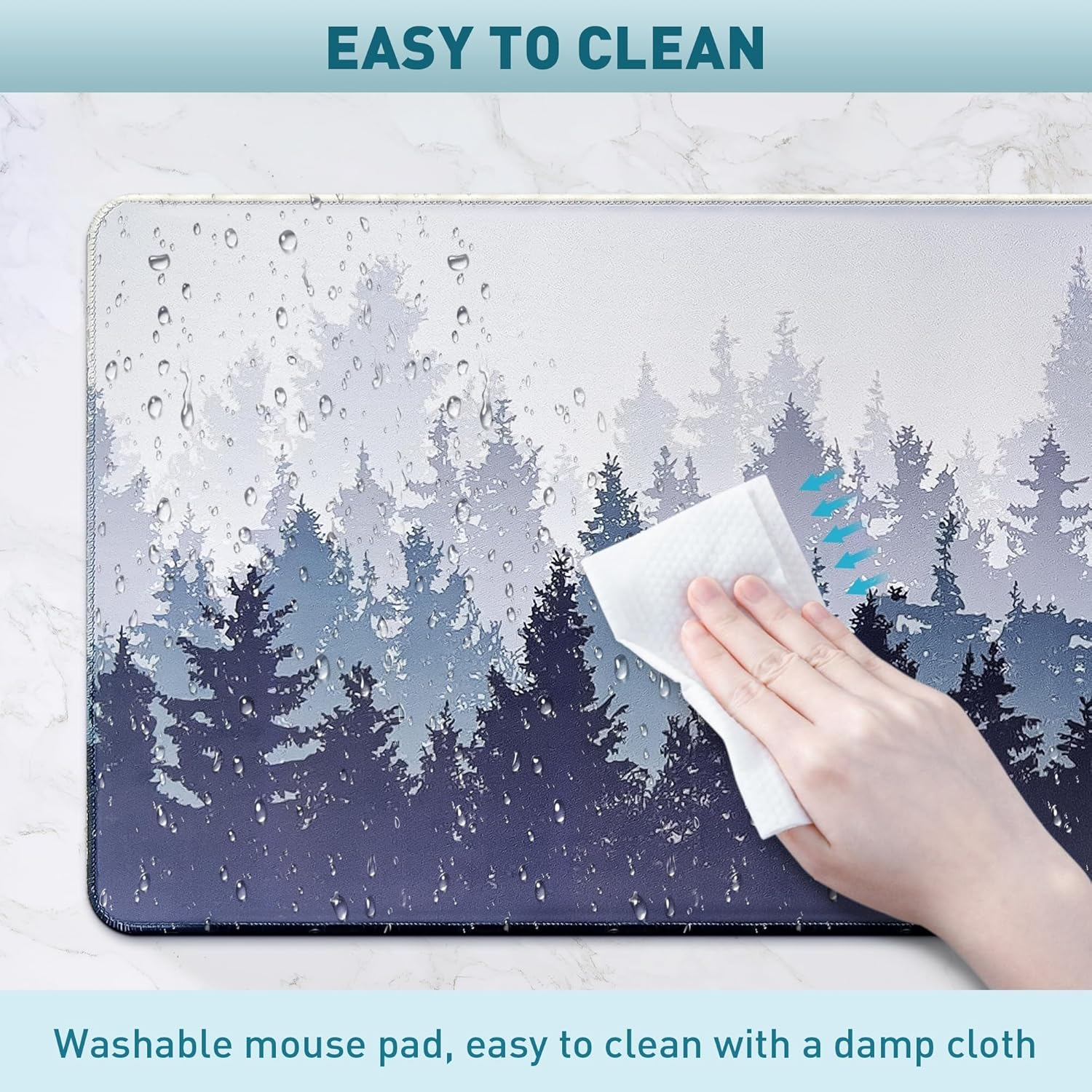 ROCK POW Large Gaming Mouse Pad XXL with Stitched Edges, Extended Gaming Mousepad, Waterproof Keyboard Pad, Anti-Slip Surface Computer Desk Mat, Forest, 31.5X11.8In (80X30Cm) - Multicolor1 image number 2