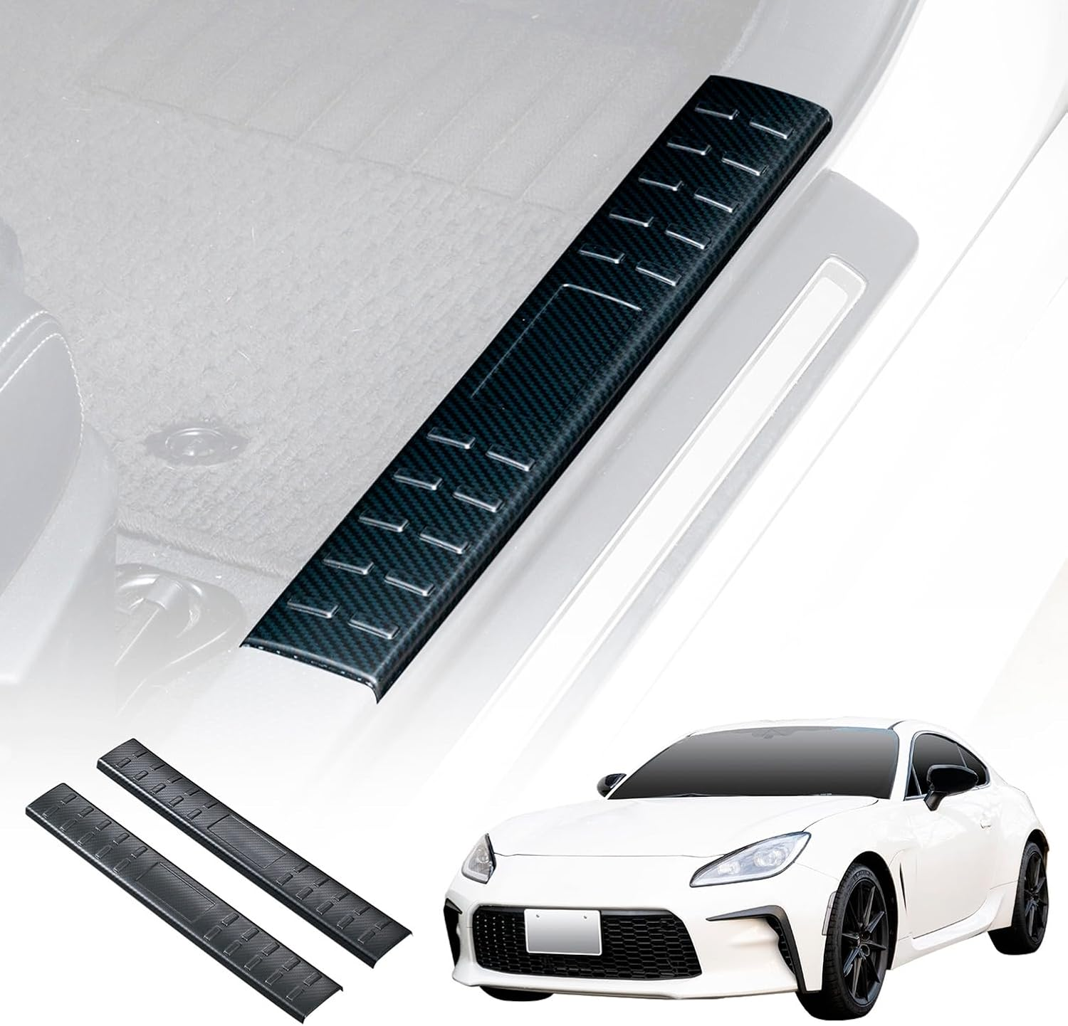 SEIWA IMP281 Side Scuff Plate Step Guard for Toyota GR86 (ZN8 Type) / Subaru BRZ (ZD8 Type), Stainless Steel, Carbon Style, Black, Double Sided Tape Included image number 2