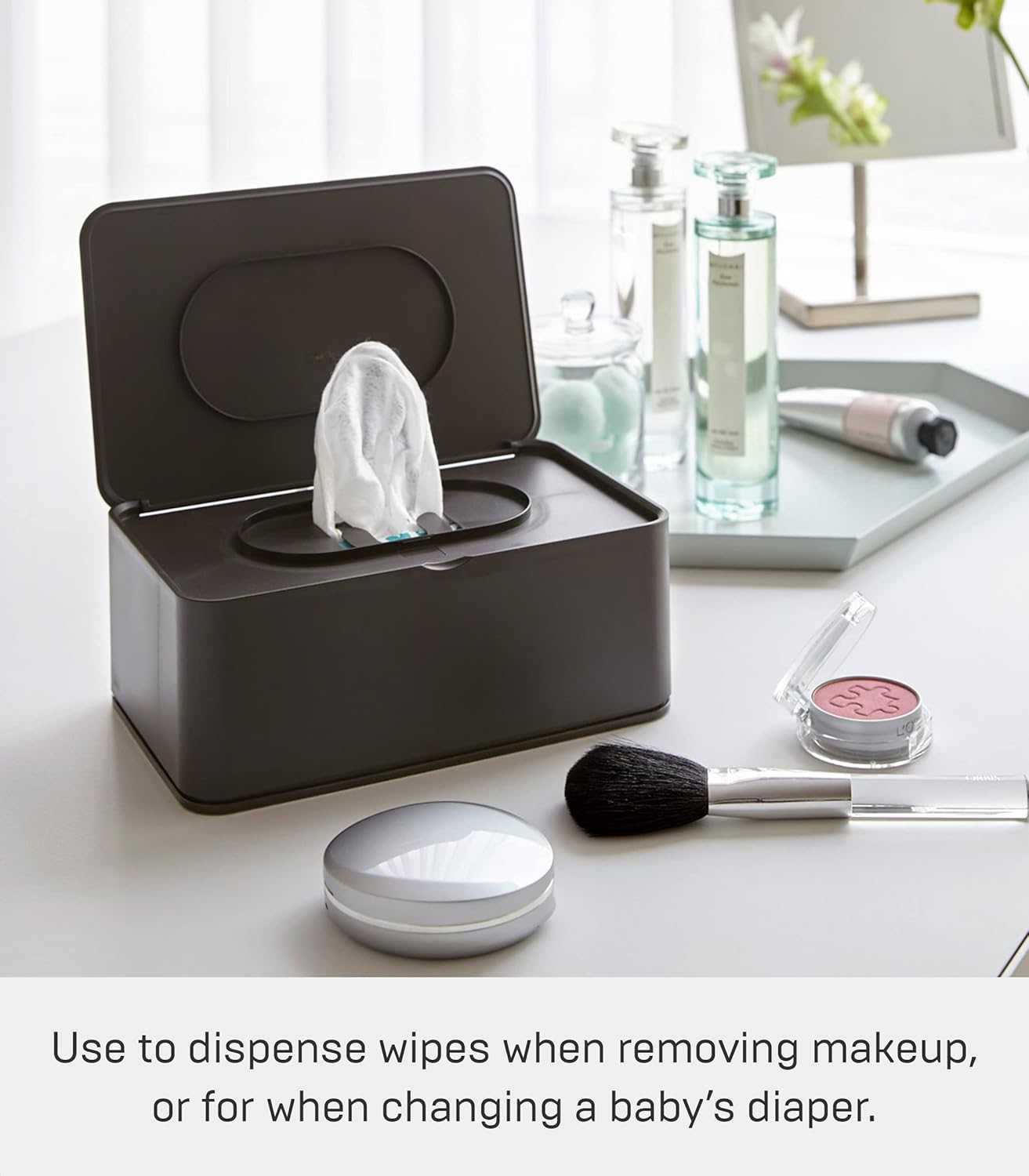 YAMAZAKI Home 3256 Home Wet Tissue Case-Wipe Dispenser Storage Box Container, One Size, Brown - Brown image number 3