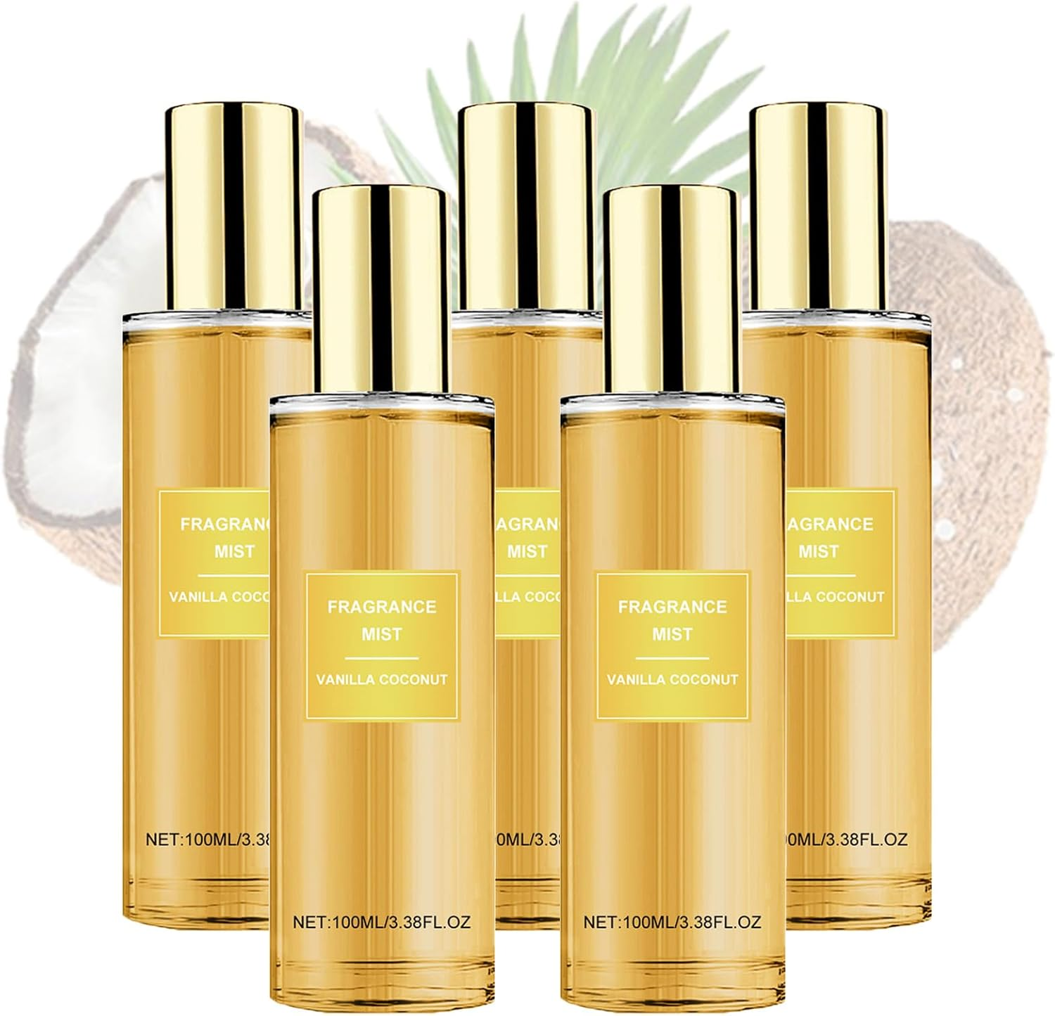 Vanilla Coconut Fragrance Mist, 100Ml Coconut Vanilla Perfume Spray, Hydrates Van/Illa Skin Body Mist Spray Perfume, Long-Lasting Perfumes Mi/St with Light Fragrance for Skin and Hair Care (5 PCS) image number 5