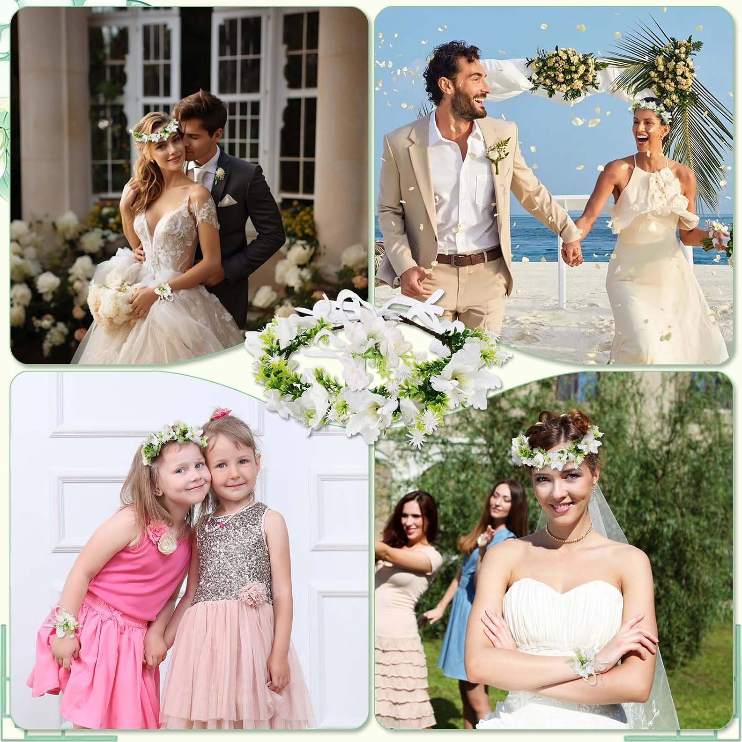 Exquisite Flower Wreath Headpiece - Perfect Addition for Bridal & Wedding, Dried Flowers Headband Style Hair Accessories