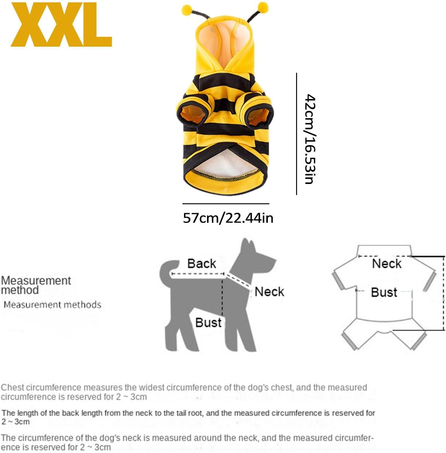 Pet Bee Costume Hooded,Dog Bee Hoodies | Soft Cat Holiday Cosplay Warm Clothes, Funny Outfits Clothes for Small Medium Dogs, Kitten, Puppy image number 6