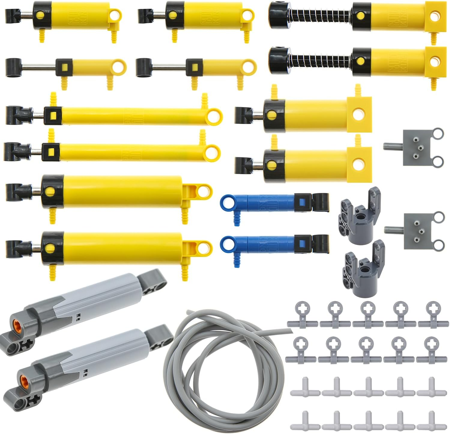 19Pcs Pneumatic-Technic-Parts Kit Compatible with -Pneumatic Cylinders-Air-Pump Pressure Rod Switch Piston Hose Technic Linear Actuator Moc-Replacement-Parts. image number 5