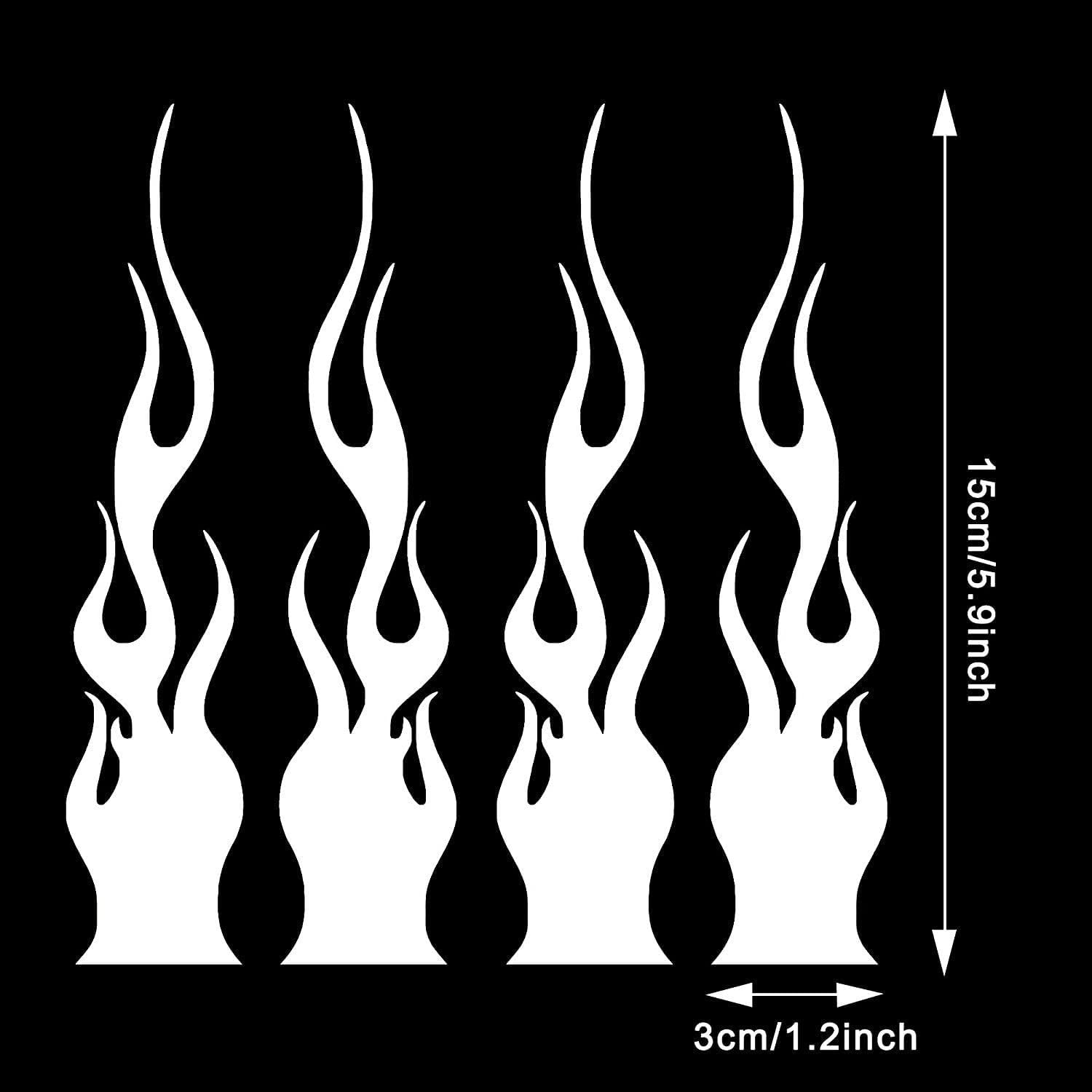 Fokmuaex 4Pcs Reflective Flame Stickers, Universal Simulation Flame Decorative Stickers for Motorcycle Helmets/Bicycles/Skateboards/Cars, High-Brightness Night Vision Safety (White) image number 1