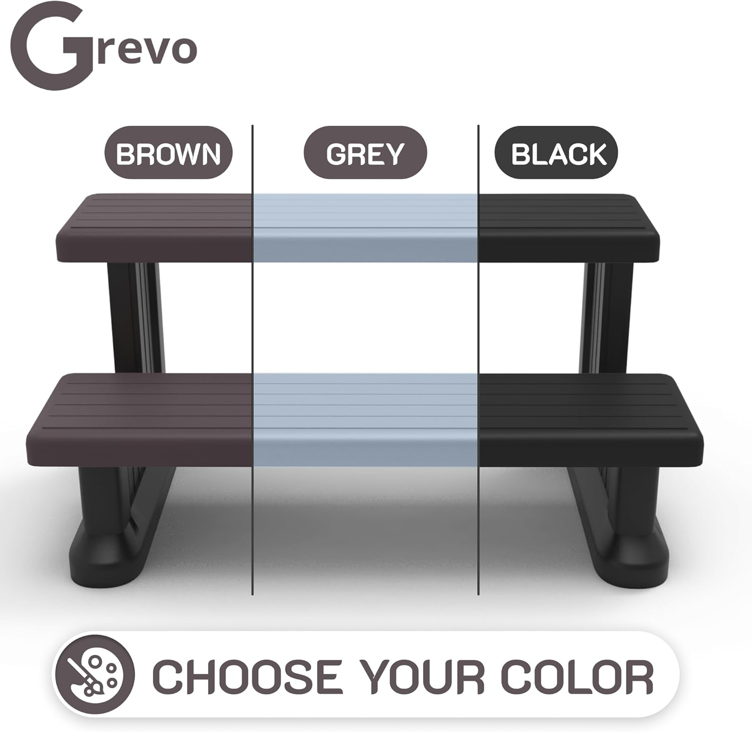 GREVO Hot Tub Steps Spa Steps for round or Straight Sided Spa (Brown) image number 5