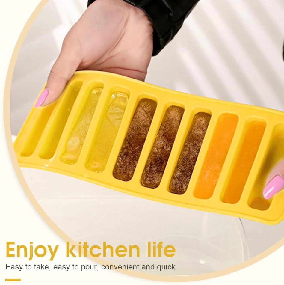 Ice Tube Making Trays, Perfect Ice Cube Sticks Molds for Small Mouth Sport Water Bottles, Long Ice Stick Tray Silicone with Lid, Rectangular Narrow Stick, Reusable Silicone Ice Stick Tray (2-Count) - 2-Count image number 3