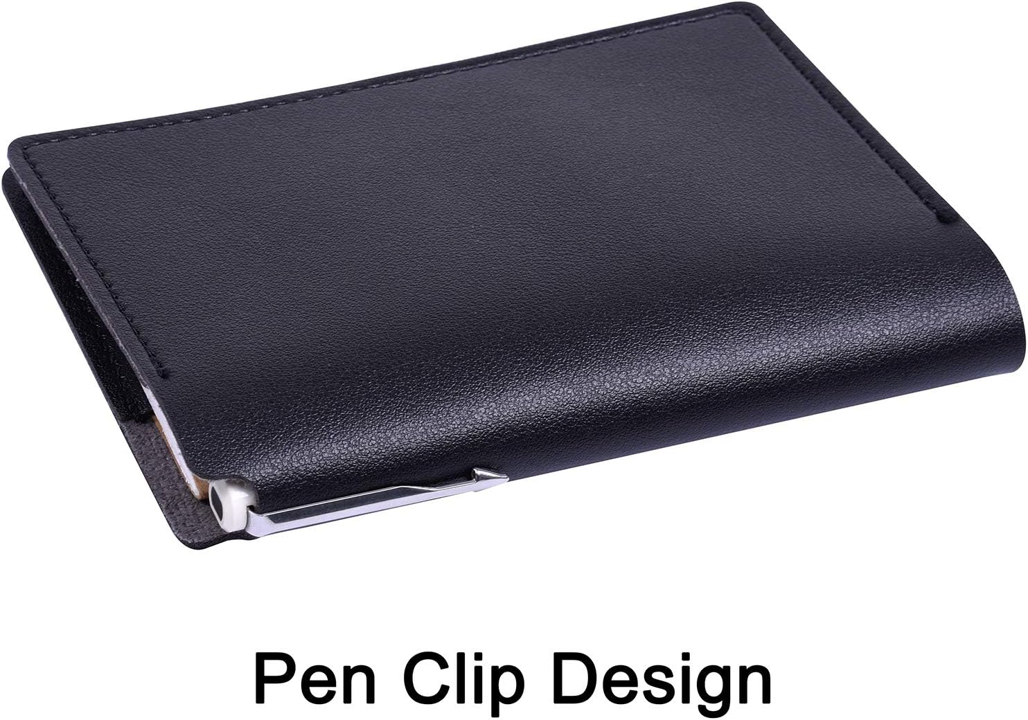 Journal Cover, 2 Pack Wisdompro PU Leather Notebook Cover for Field Notes, or Other 3.5" X 5.5" Pocket Notebooks - Black