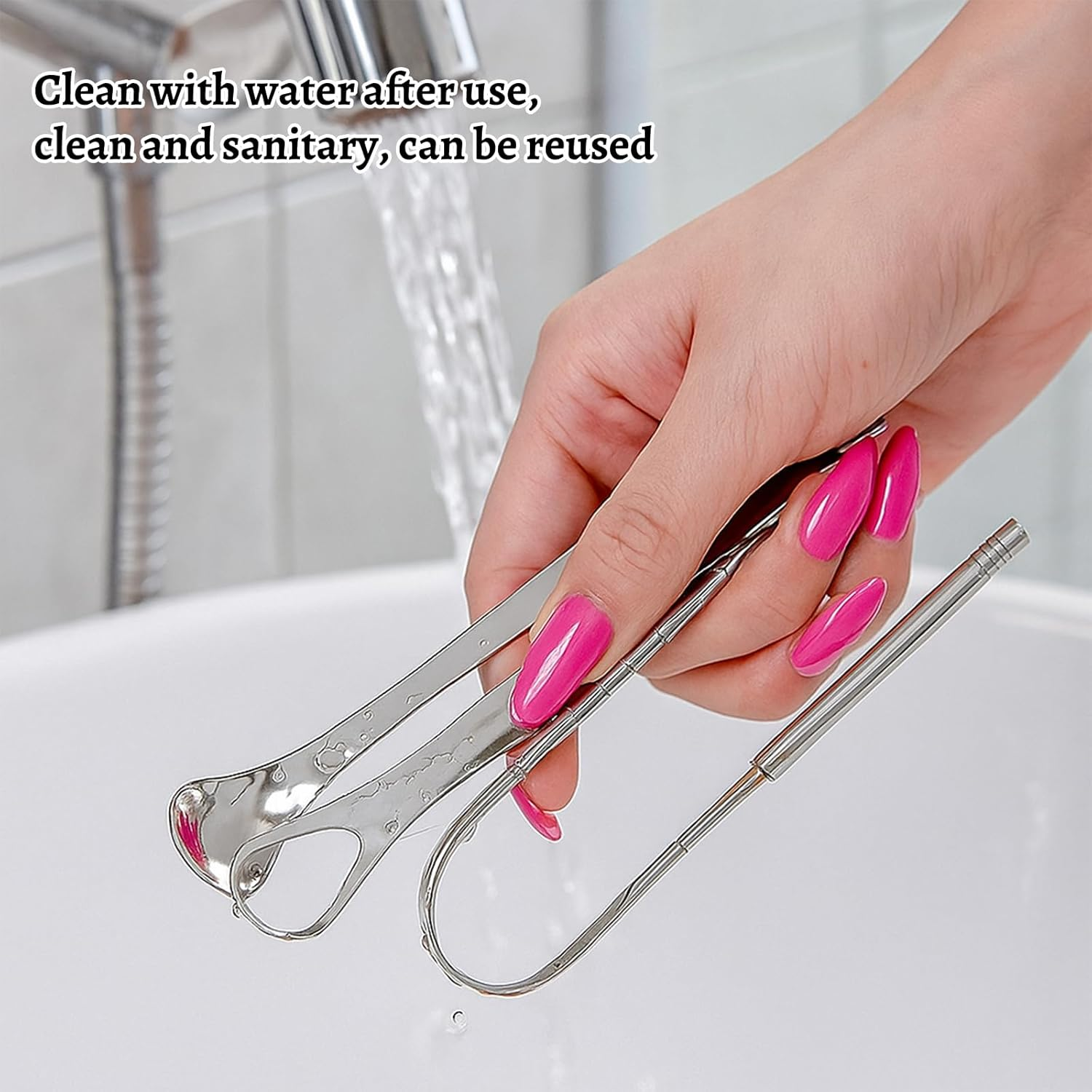 3PCS Tongue Scraper, Stainless Steel Tongue Cleaner with Storage Box, Tongue Scraper Stainless Steel for Bad Breath, Oral Care for Adults, High-Protein Diet Individuals image number 6