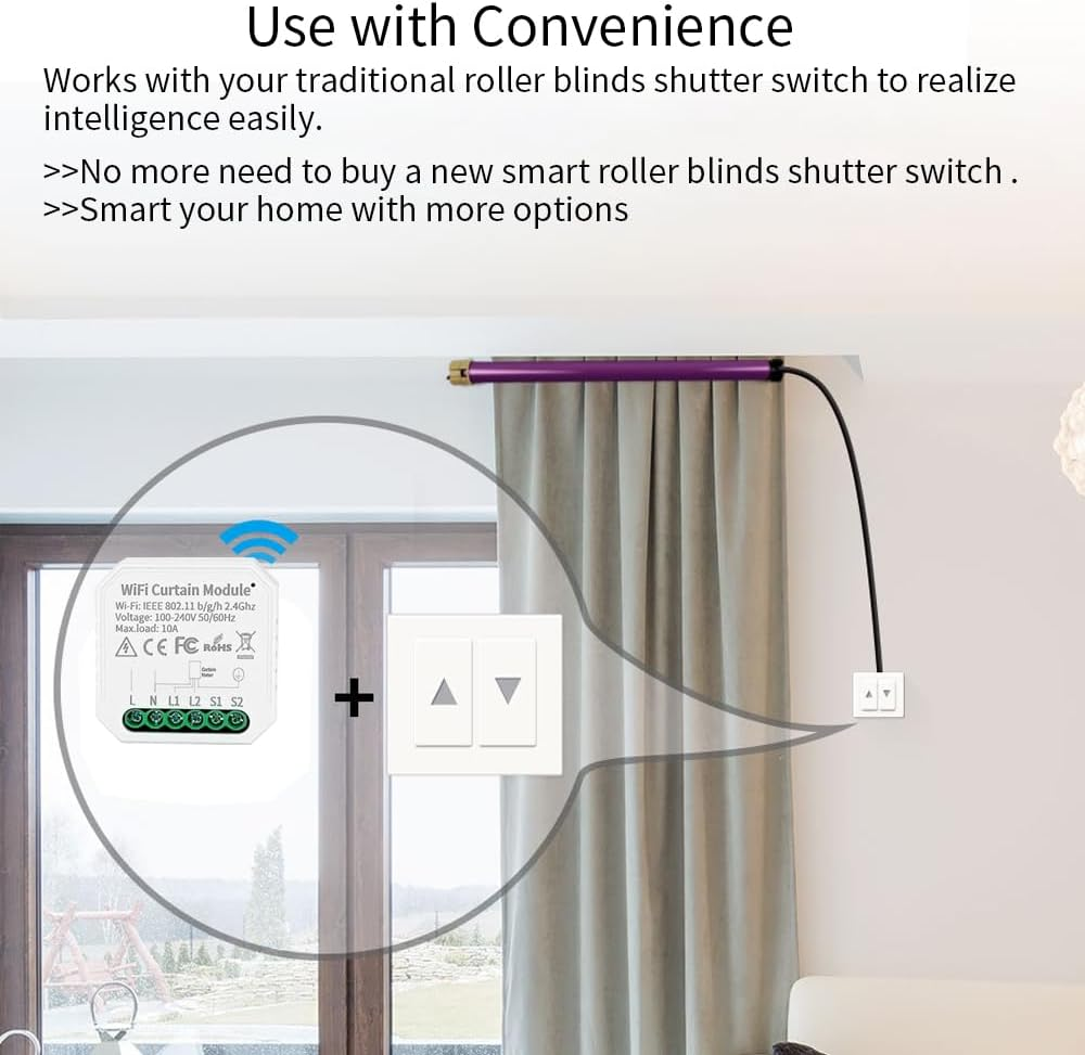 Tuya Wifi Curtain Blinds Module Switch Roller Shutter Motor Smart Life App Remote Control Voice Control with Alexa image number 2