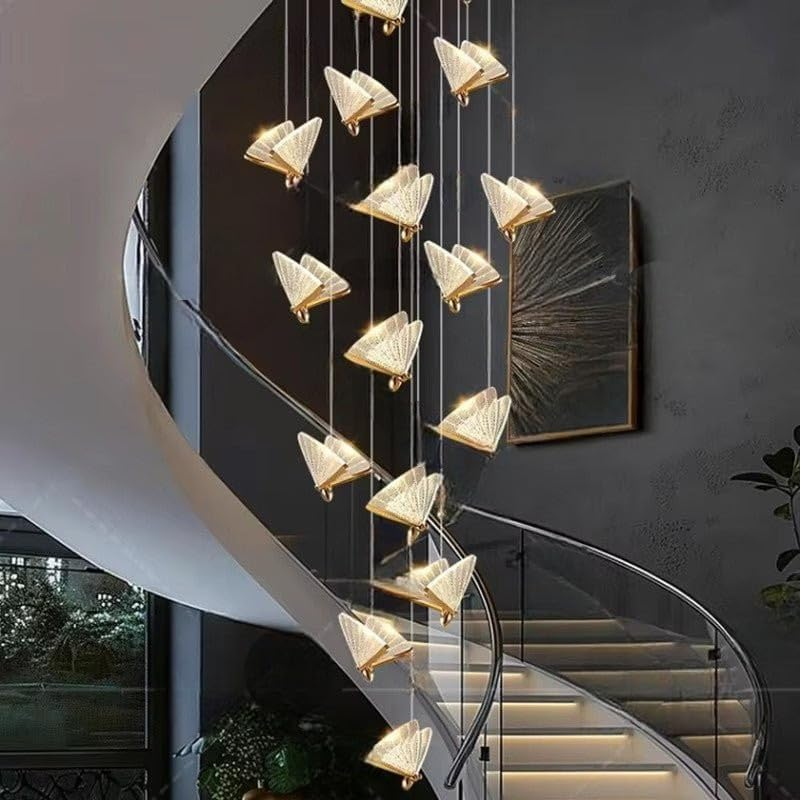 BAMDECOR LED Modern Bedroom Bedside Creative Butterfly Hanging Chandelier Light Fixtures for Stairs Nordic Decoration (12Heads) image number 3