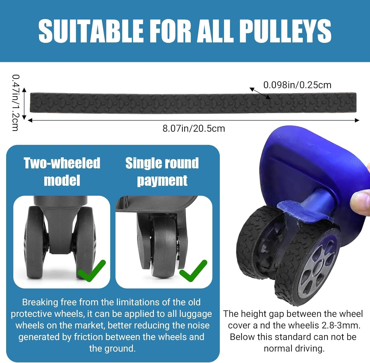 Silicone Luggage and Office Chair Wheel Covers Protectors, Cuttable Noise Reduction Shock Absorbing for Suitcases and Office Chairs - Quttly (10) image number 5