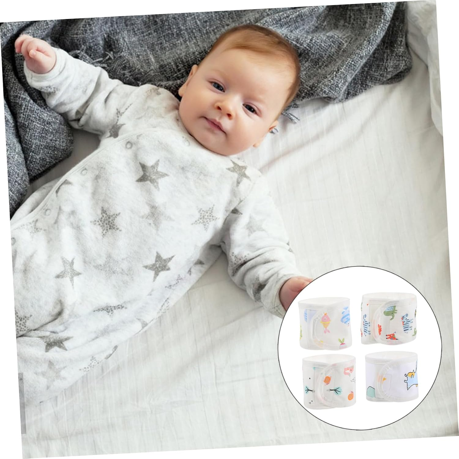 4Pcs Newborn Infant Belly Band Baby Belly Protector for Gas and Colic, Elastic Soft Navel Strap Mixed Animal Patterns, Breathable Summer Abdomen Wrap for Baby Supplies image number 4