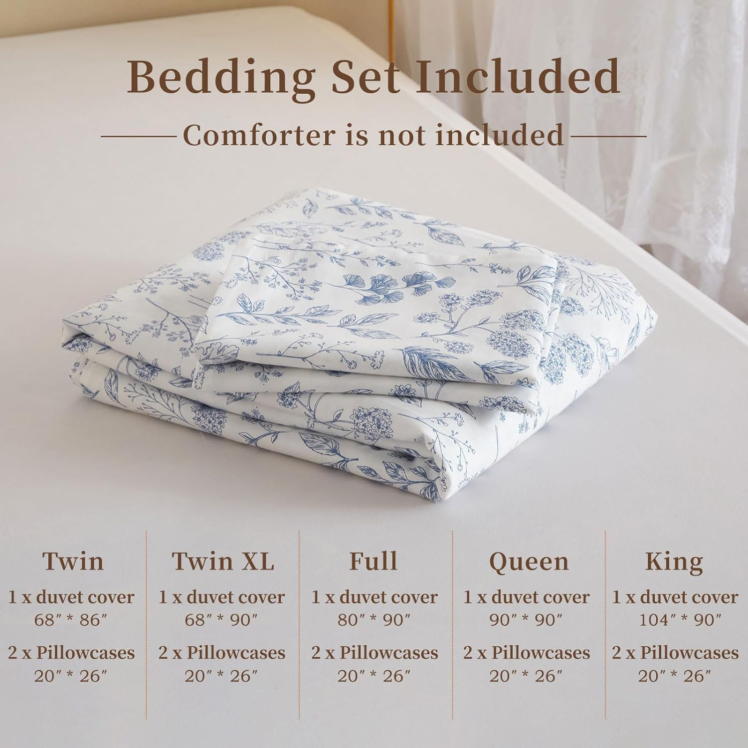 MICBRIDAL EAVD Garden Style Botanical Duvet Cover Queen Soft 100% Long Staple Cotton Cute Birds and Leaf Print Bedding Set with 2 Pillowcases Chic Green Leaves Comforter Set with Zipper Closure