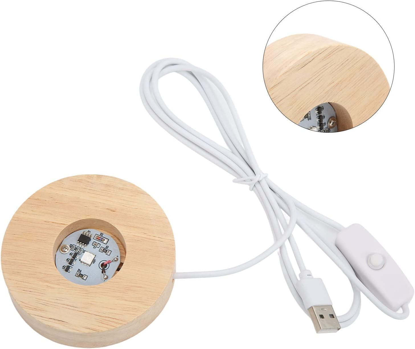 LED Light Base Display Base, USB Interface Wood Lighted Display Stand, 5V round 0.8In USB Light Table Light Base Wood Display Lamp for Home (Colorful Base) - Colorful Base image number 6