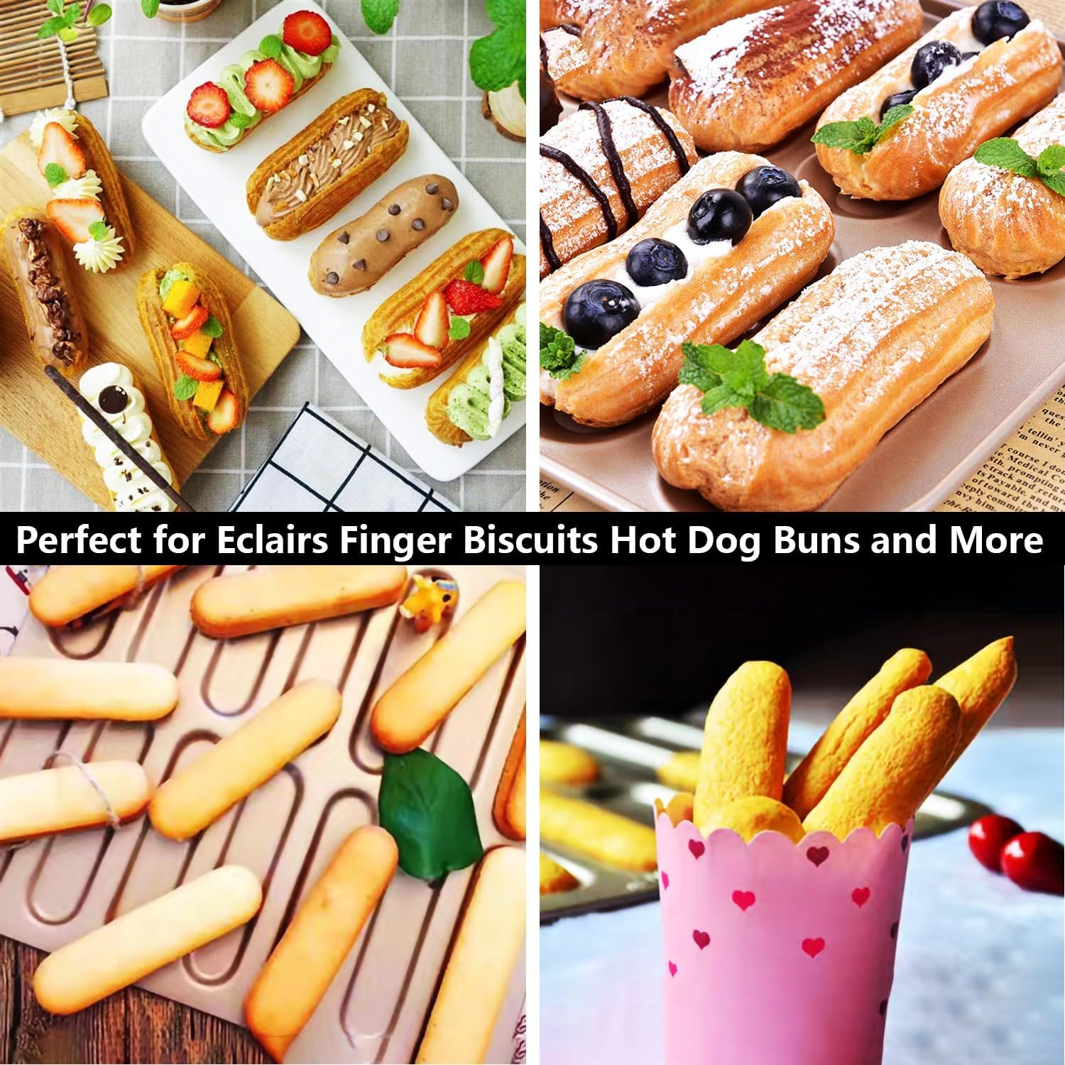 Non-Stick Baking Pan Carbon Steel Baking Mould (14 Cavity Eclair Baking Pan) image number 4