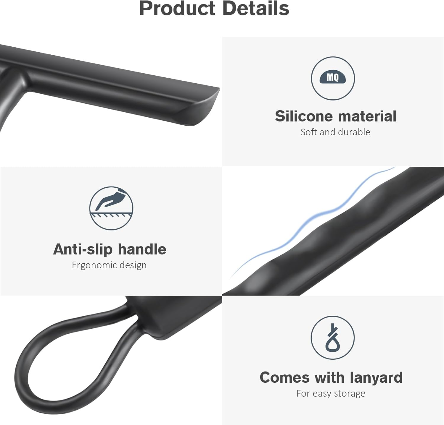 Vinabo Shower Squeegee for Shower Doors,Silicone Shower Screen Wiper,Black Squeegee for Showers, Bathroom Squeegees for Scraper for Mirror,Car,Window and Glass Cleaning-21Cm image number 6