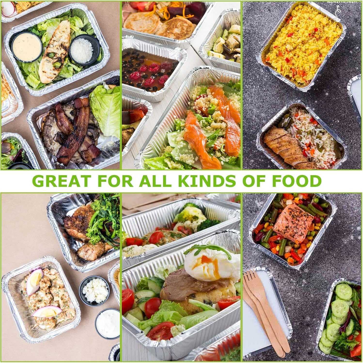 50-Pack Aluminum Pans with Lids, Capacity Foil Food Containers with Lids, 50 Pans and 50 Cardboard Covers, Disposable Tin Foil Pans for Baking, Meal Prep and Freezer, Takeout image number 6