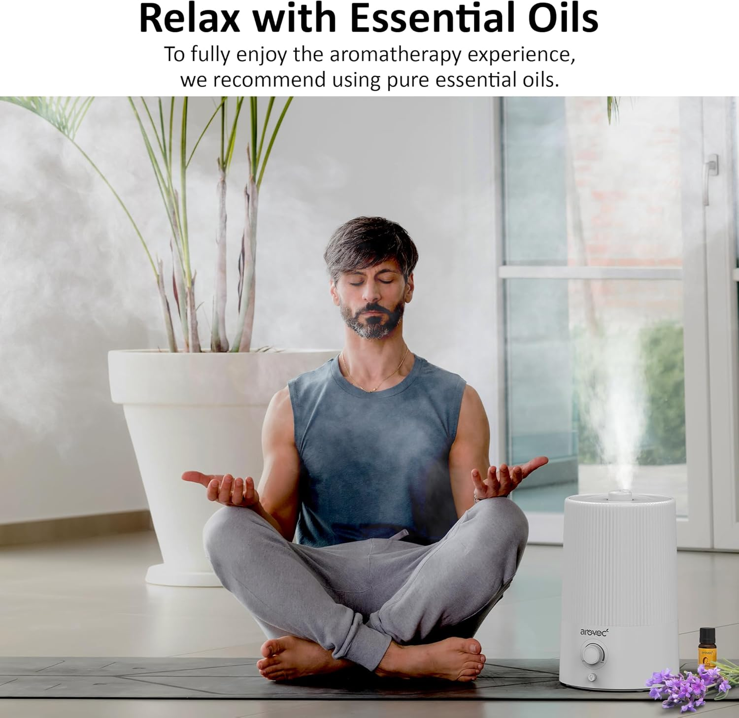 AROVEC Air Humidifier 4L Top-Fill & Essential Oil Diffuser for Bedroom, Baby Room with Night Light, Cool Mist for Home, Office & Indoor Plants, Auto-Off, 360&deg; Rotation Nozzle up to 40 ㎡ image number 2