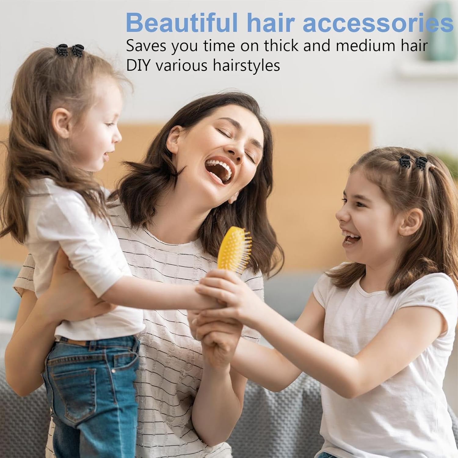 Small Hair Clips, Mini Hair Clips, Pack of 24 Hair Claw Clips, Plastic Hair Claw, Non-Slip Handle, Small Jaw Clips for Girls and Women (Black)